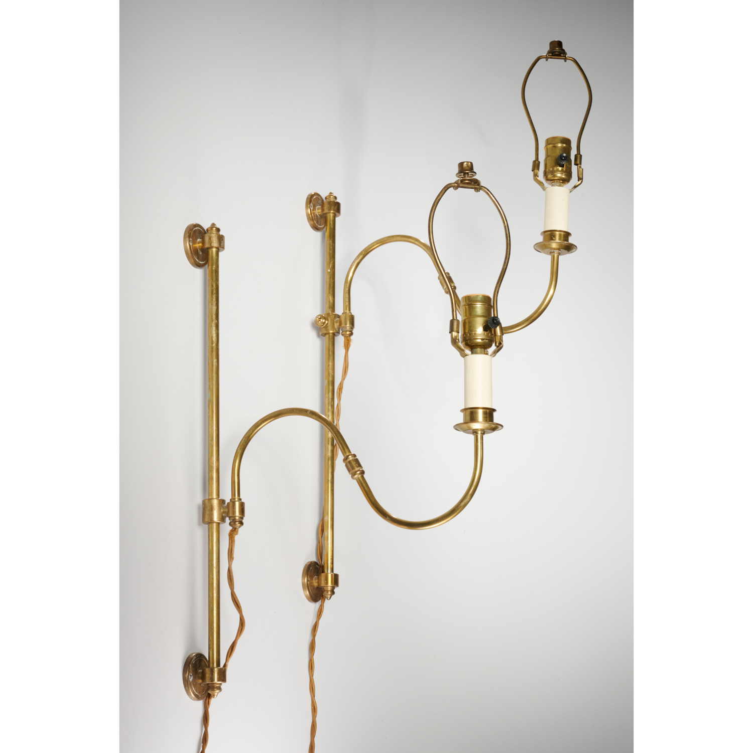 NICE PAIR BRASS SWING ARM VERTICAL