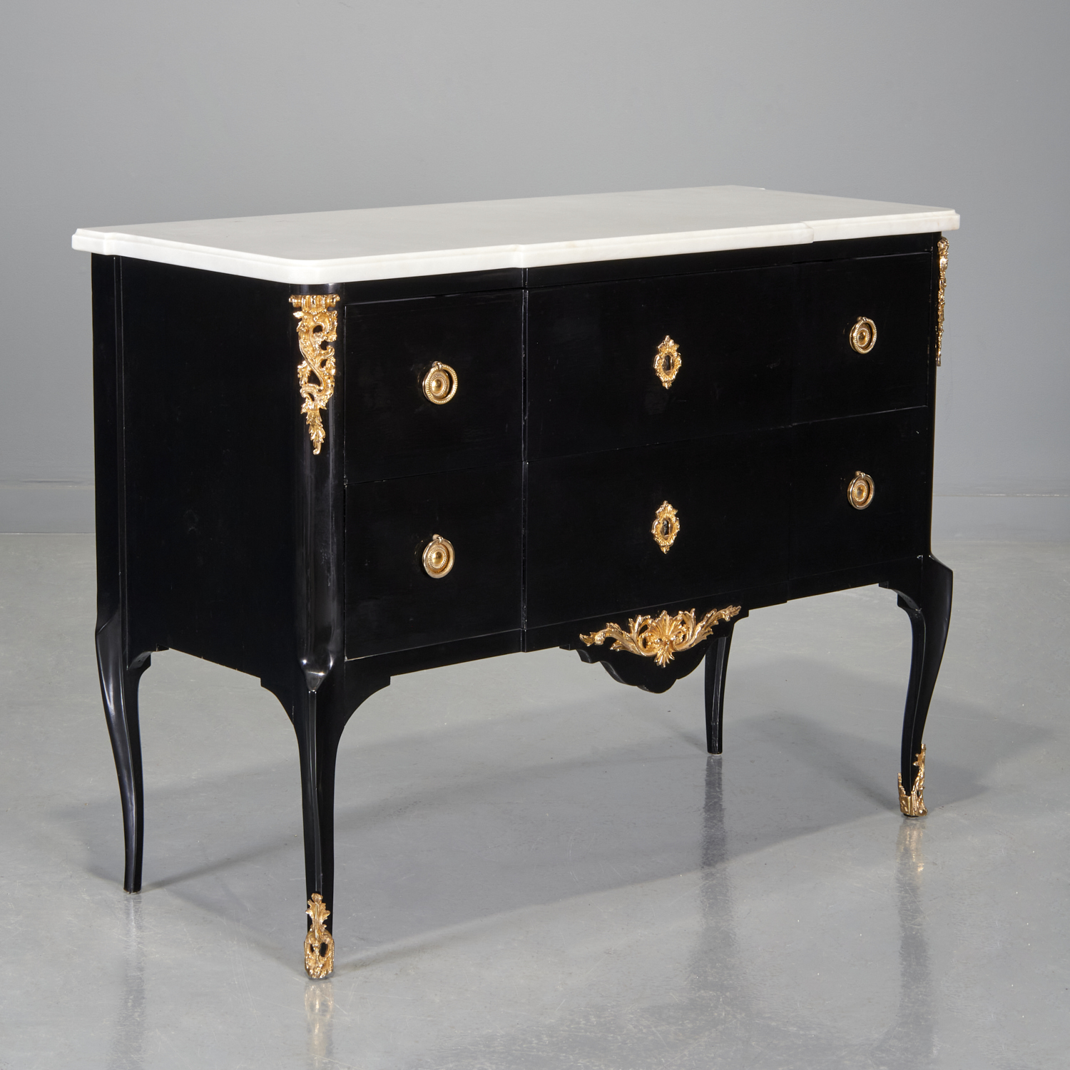 LOUIS XV/XVI STYLE BLACK LACQUERED