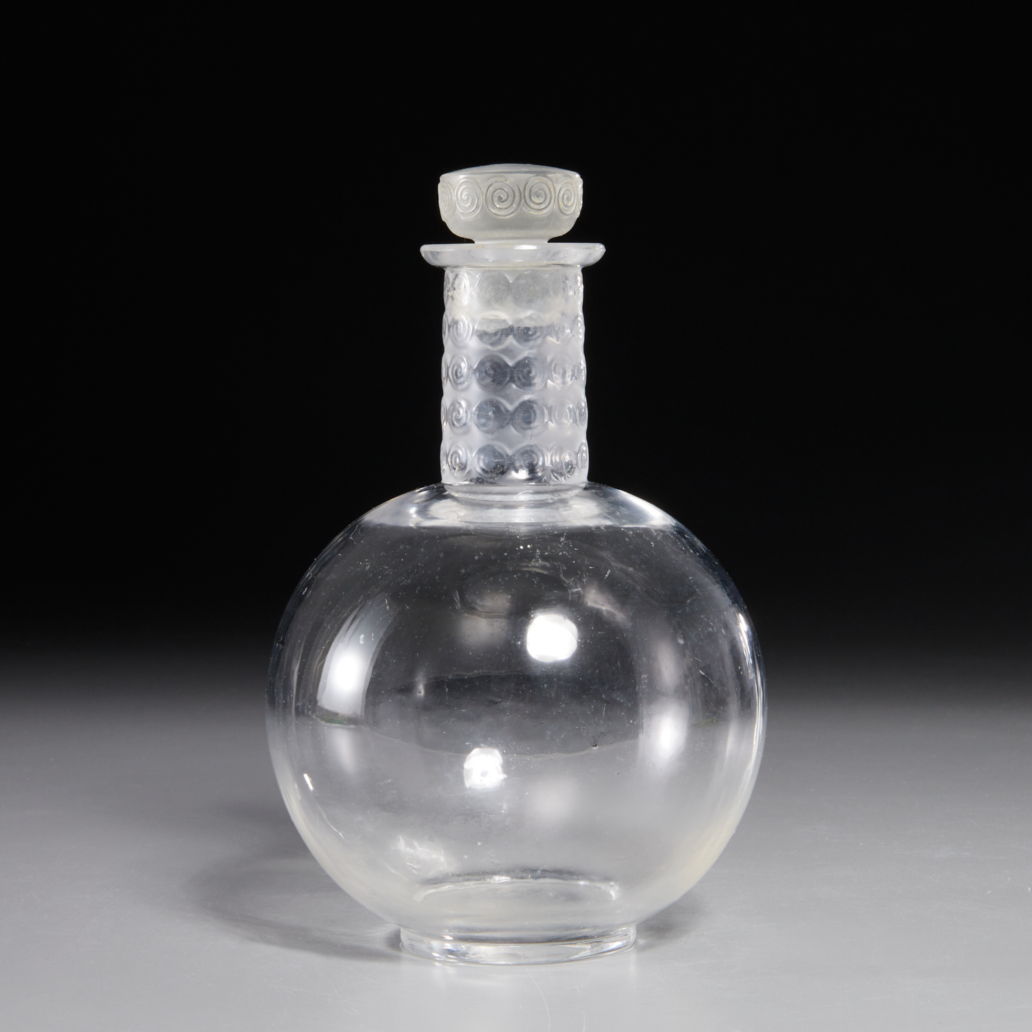 RENE LALIQUE, RARE EARLY DECANTER AND