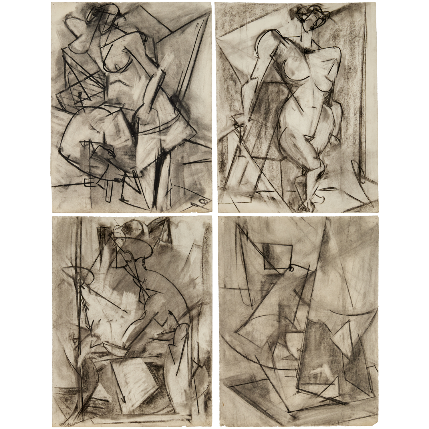 SCHOOL OF HANS HOFMANN, (4) CHARCOAL