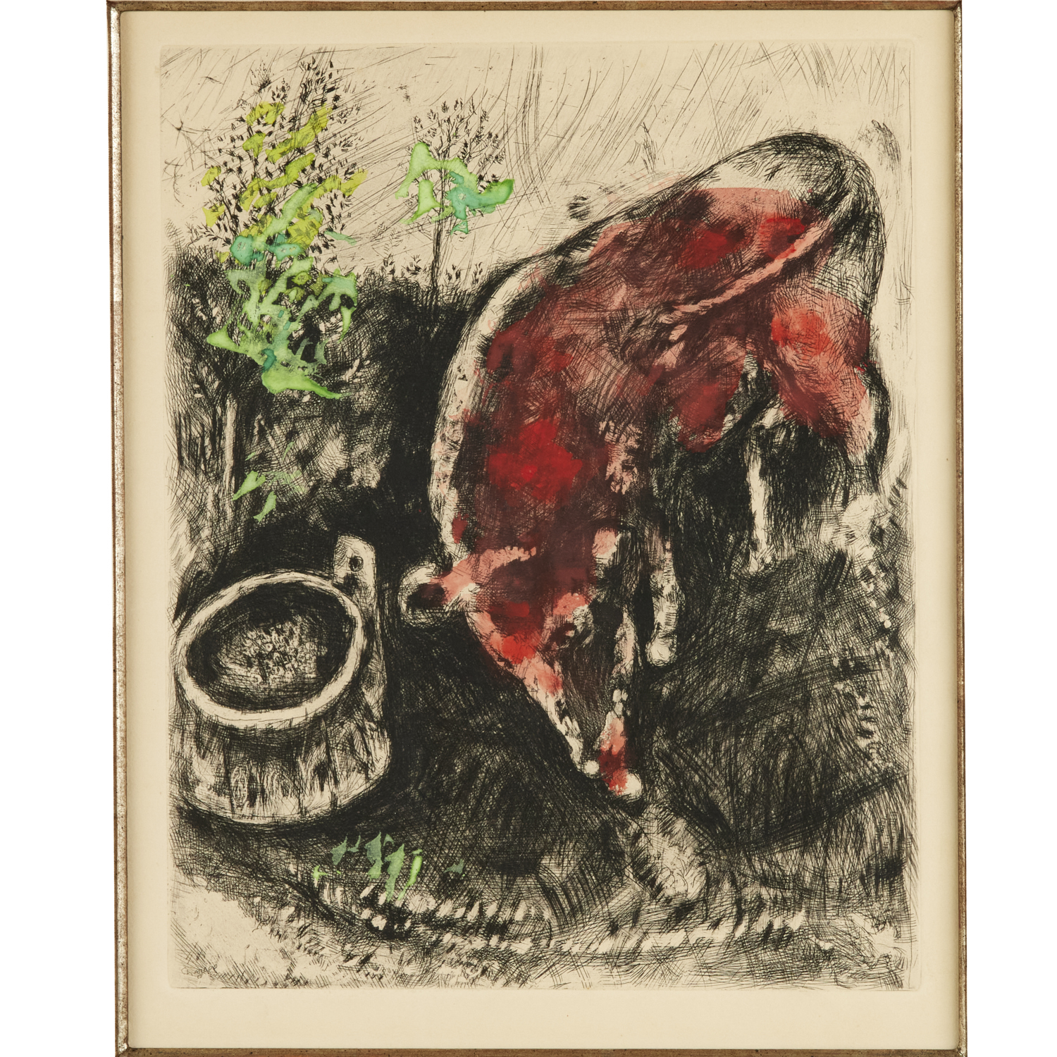 MARC CHAGALL HAND COLORED ETCHING  360d4a
