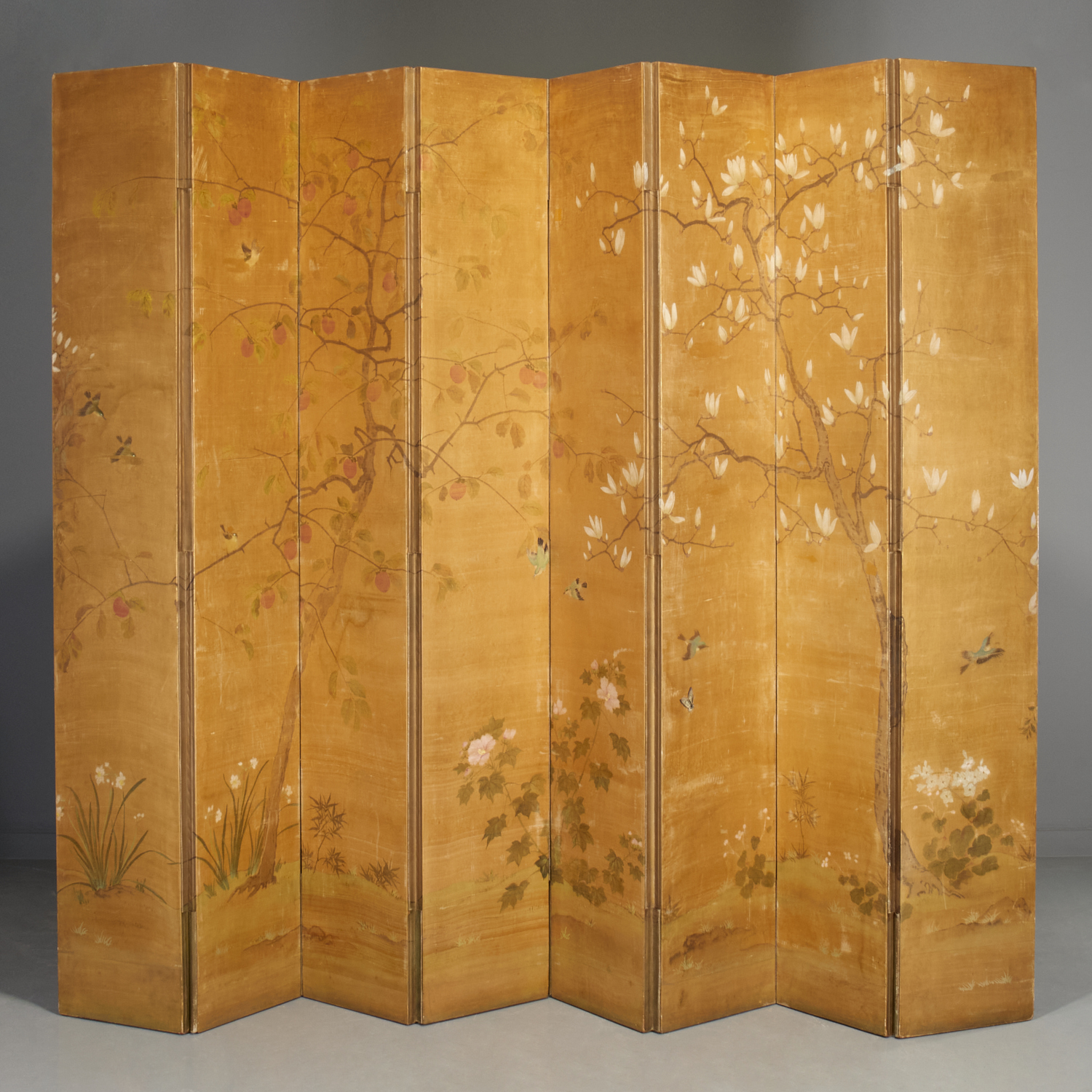 LARGE 8 PANEL CHINOISERIE PAINTED 360dd9