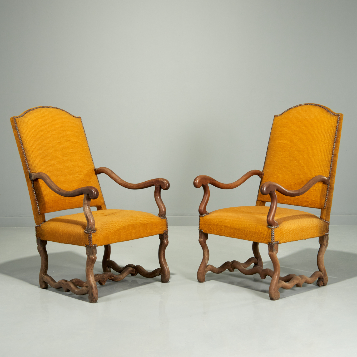 PERIOD PAIR LOUIS XIV WALNUT FAUTEUILS