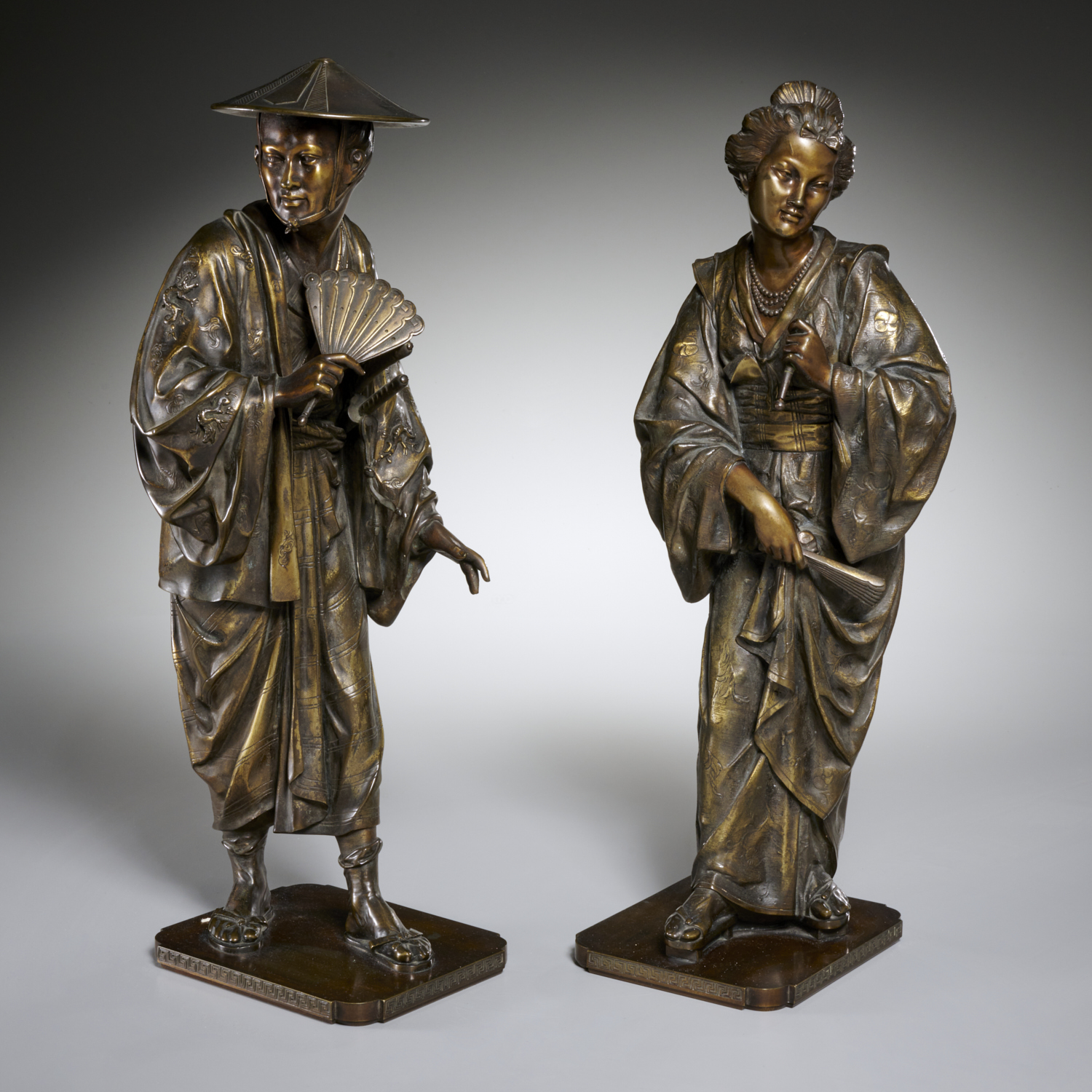 LARGE PAIR FRENCH BRONZE 'JAPONISME'