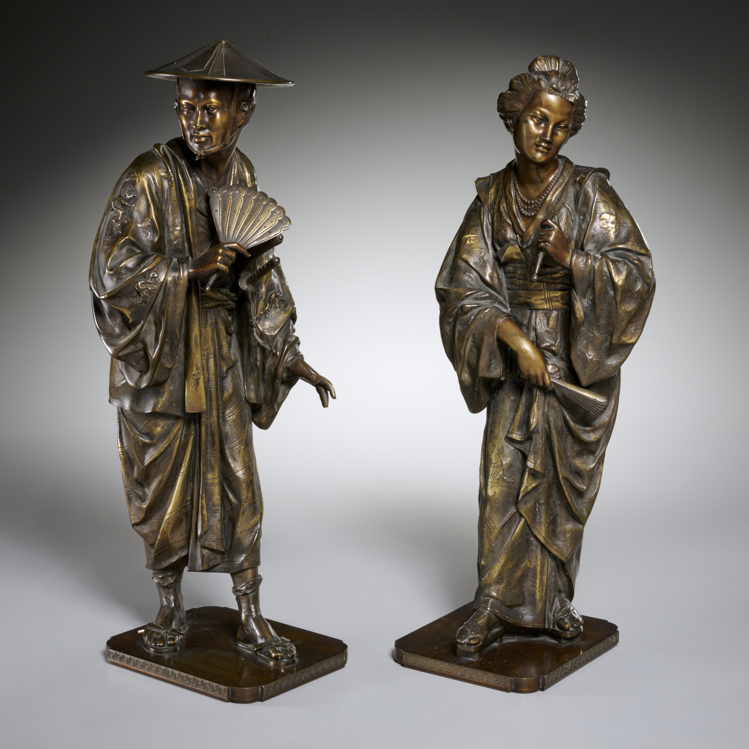 LARGE PAIR FRENCH BRONZE JAPONISME