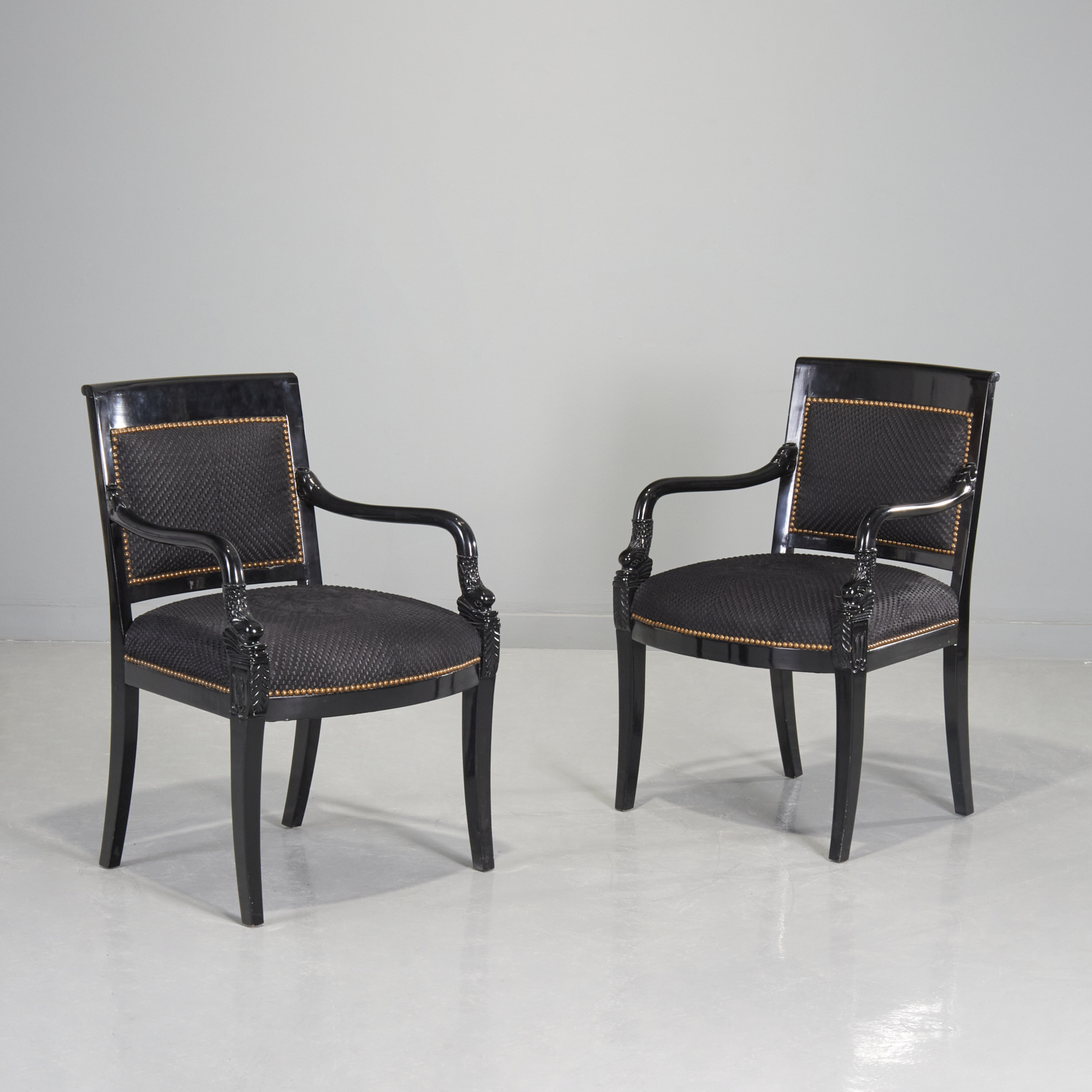 PAIR EMPIRE STYLE BLACK LACQUERED