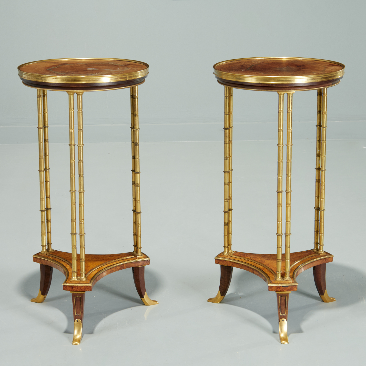 PAIR LOUIS XVI STYLE BRONZE BURLWOOD 360ea3