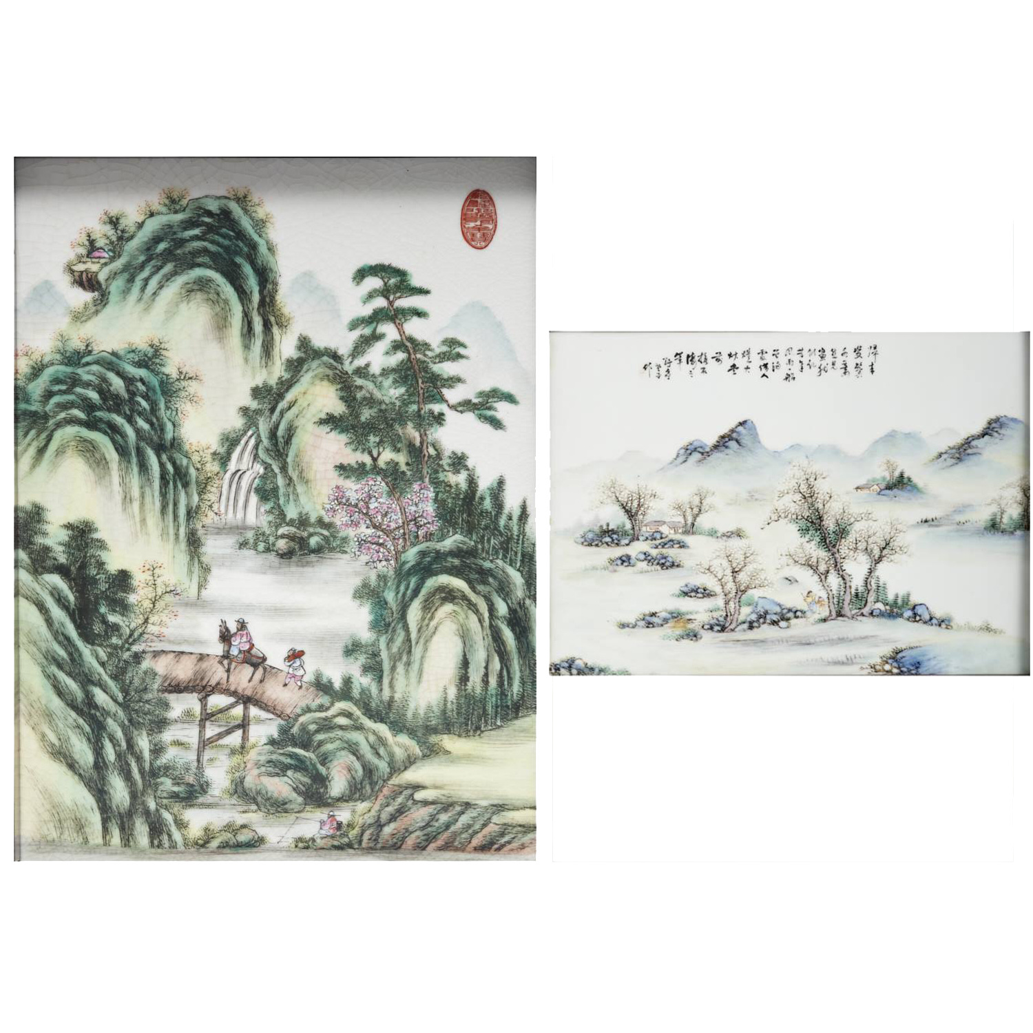  2 CHINESE PAINTED PORCELAIN PLAQUES 360f0d