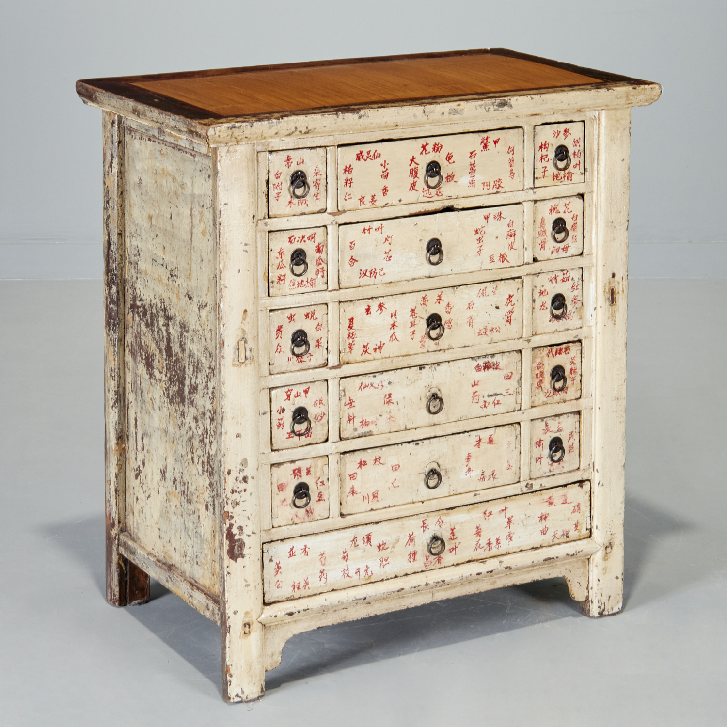 ANTIQUE CHINESE PAINTED APOTHECARY CHEST