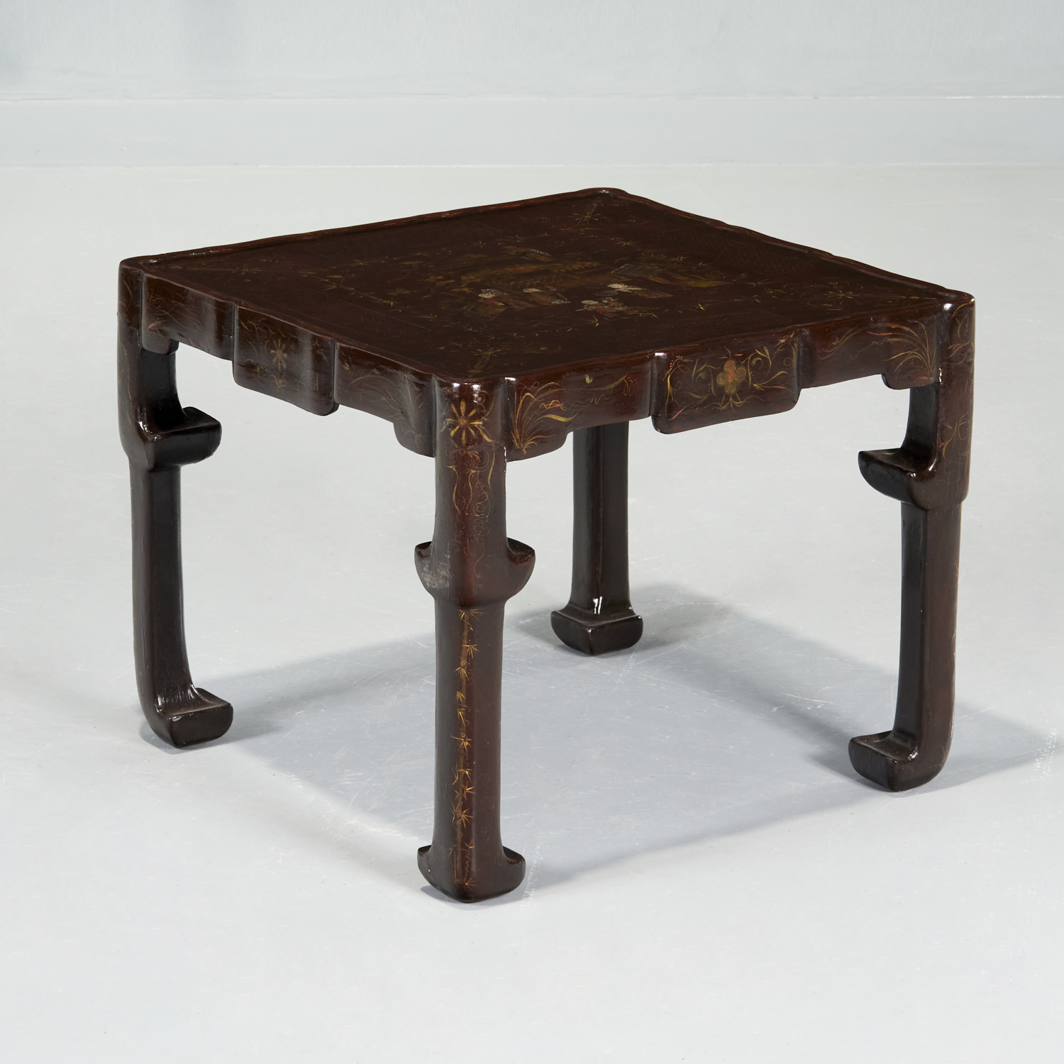 CHINESE SQUARE BROWN LACQUER LOW