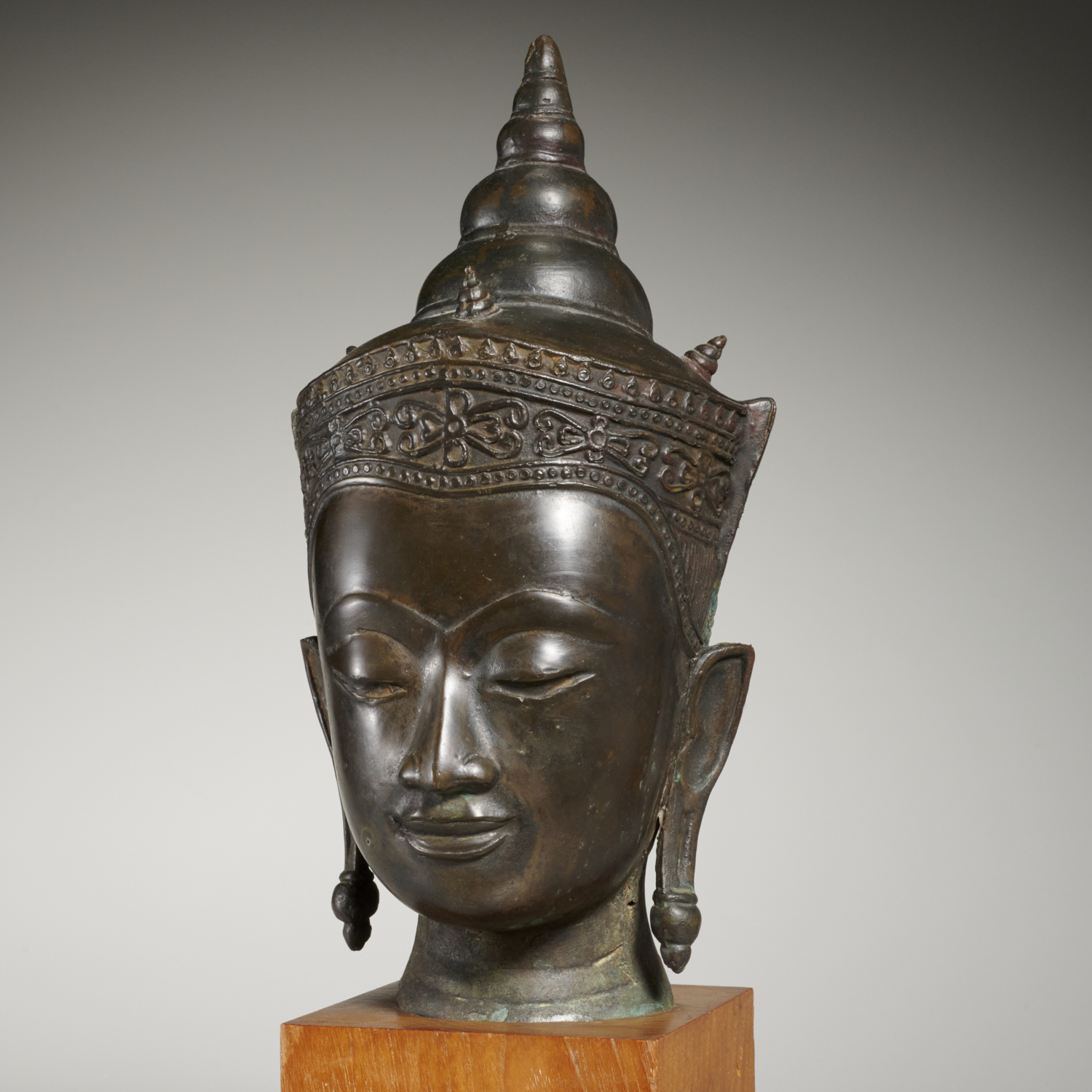 THAI BRONZE AYUTHAYA BUDDHA HEAD 360f68