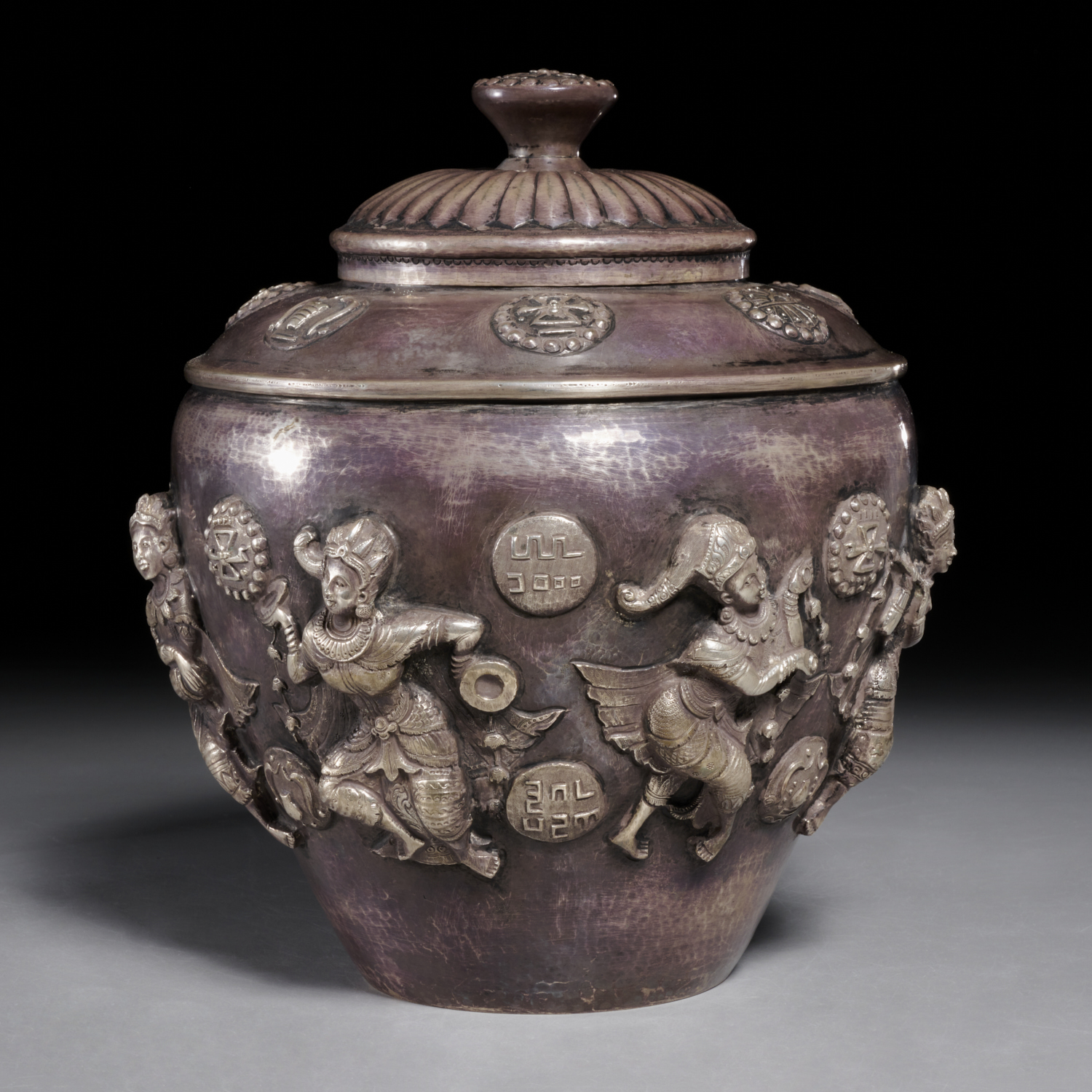 THAI OR BURMESE SILVER METAL LIDDED 360f7a