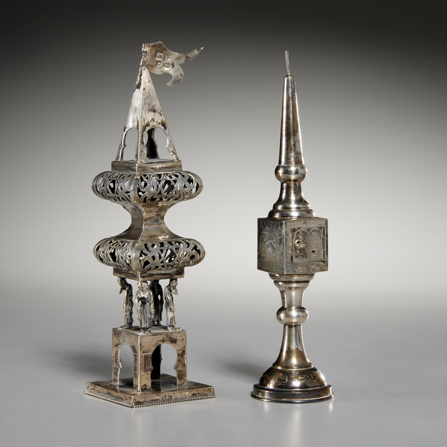  2 JUDAIC SILVER SPICE TOWERS  360fd5