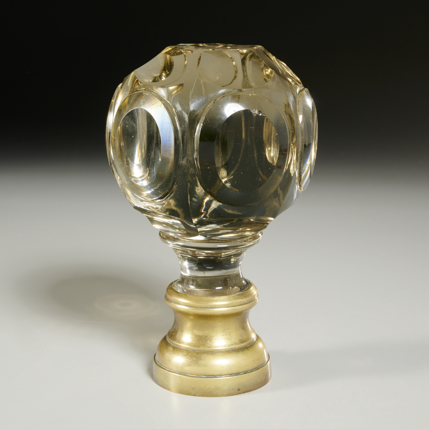 FRENCH BRONZE AND CUT GLASS NEWEL