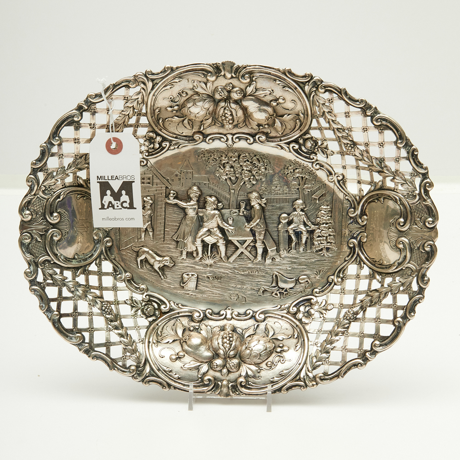 LARGE CONTINENTAL .800 SILVER REPOUSSE