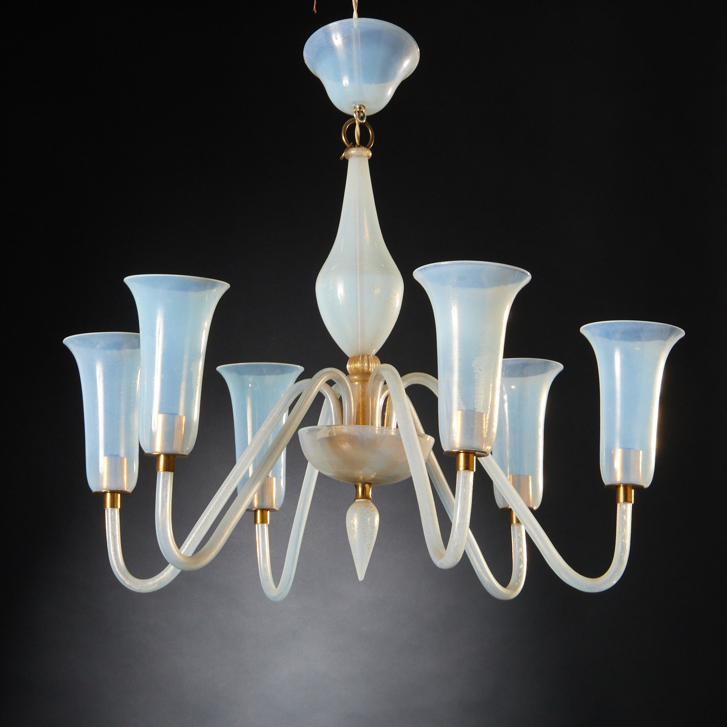 VINTAGE MURANO GLASS 6-ARM CHANDELIER