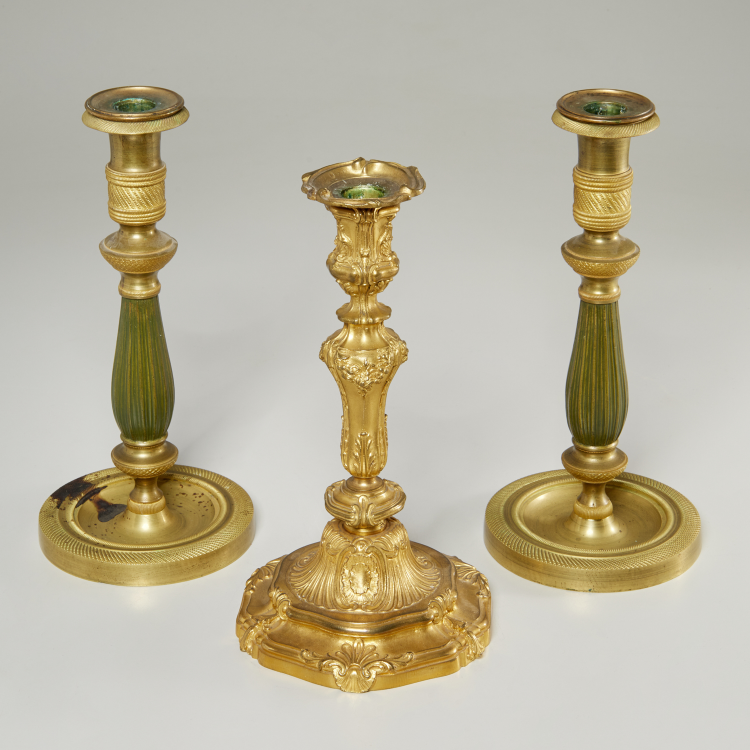 (3) ANTIQUE CONTINENTAL GILT BRONZE