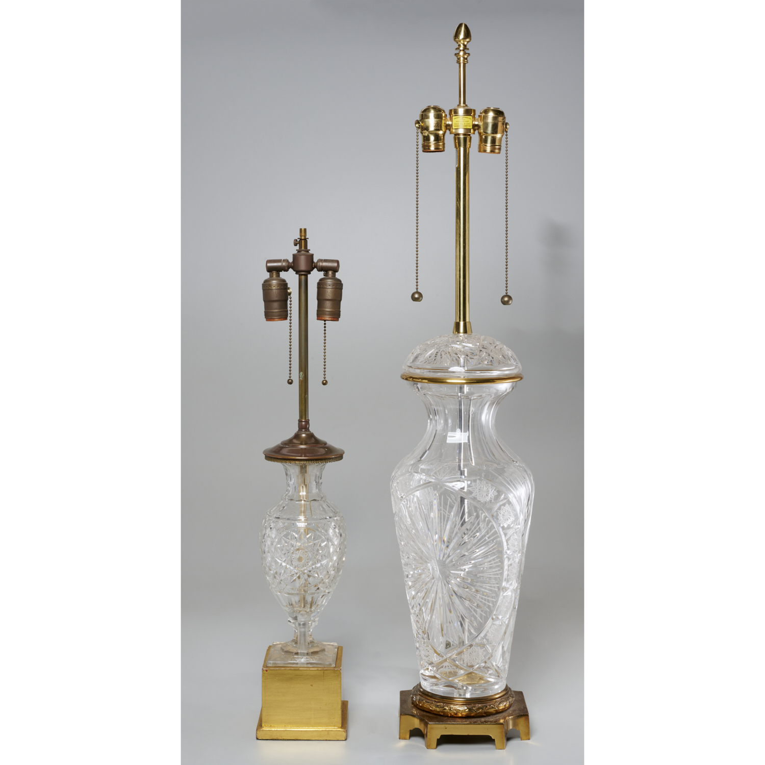 (2) EMPIRE STYLE CUT GLASS LAMPS,