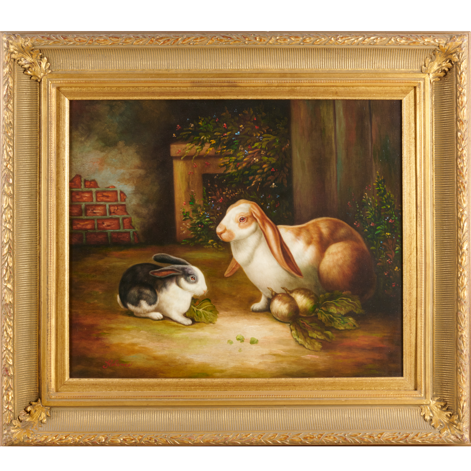 P ROLENCE OIL ON CANVAS RABBITS 3610d4