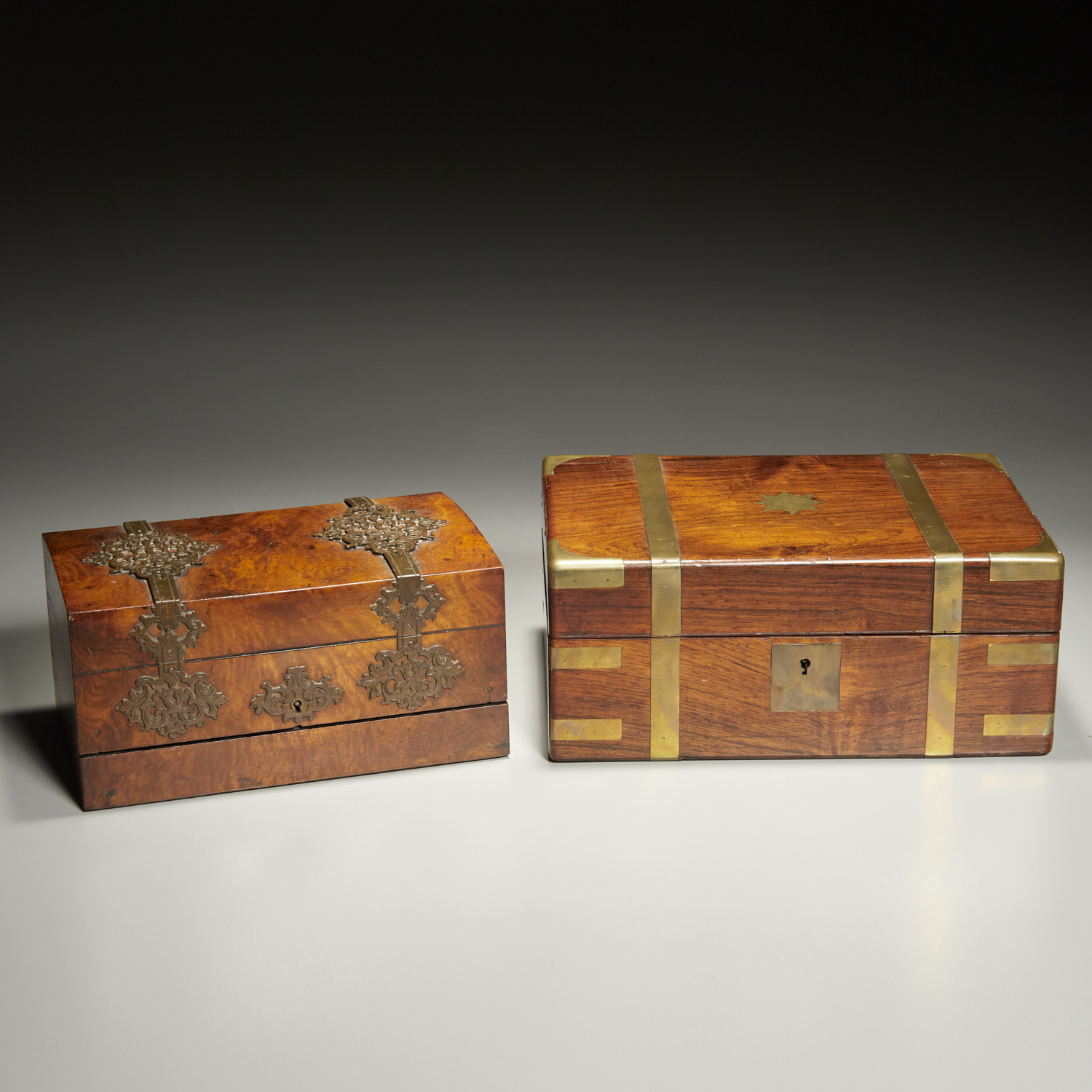 VICTORIAN JEWELRY BOX AND CAMPAIGN