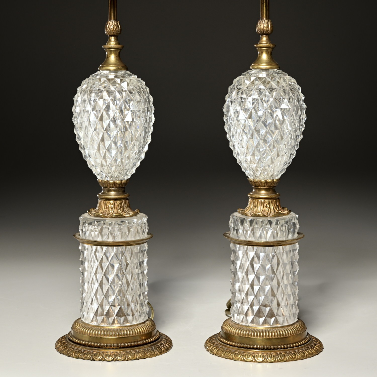 PAIR EMPIRE CUT GLASS GILT BRONZE 361111