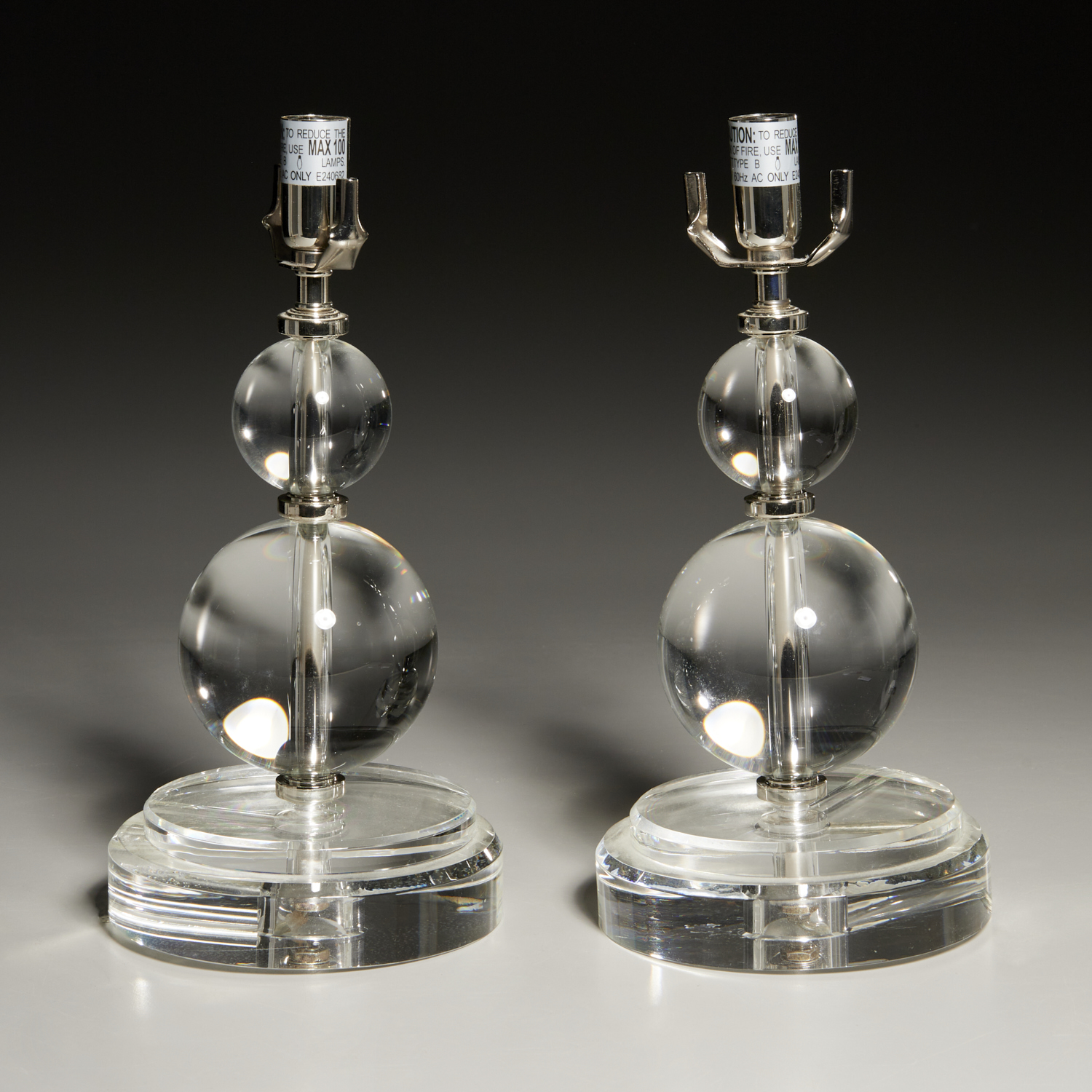 PAIR MODERNIST COLORLESS GLASS