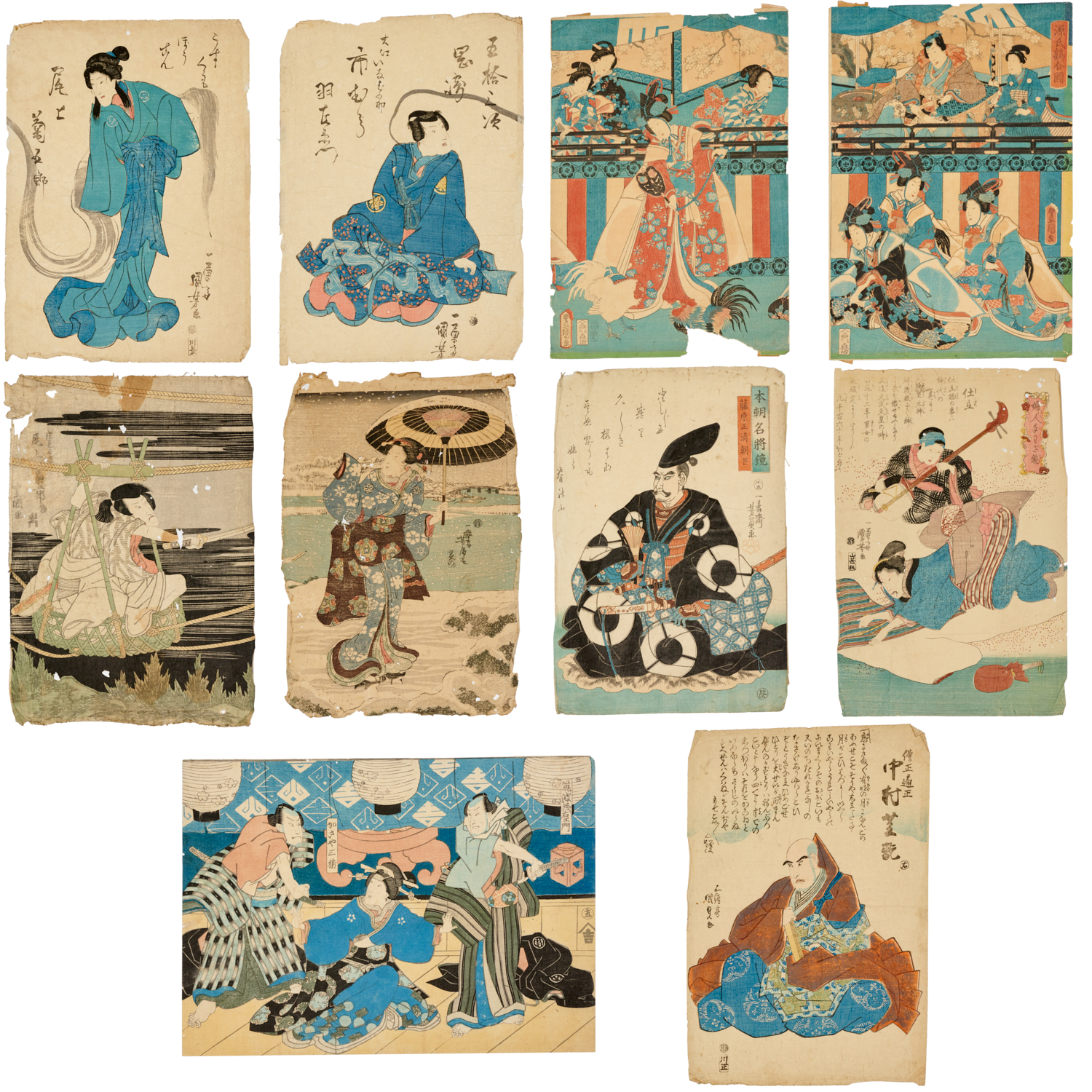 (10) UKIYO-E JAPANESE WOODBLOCK PRINTS,