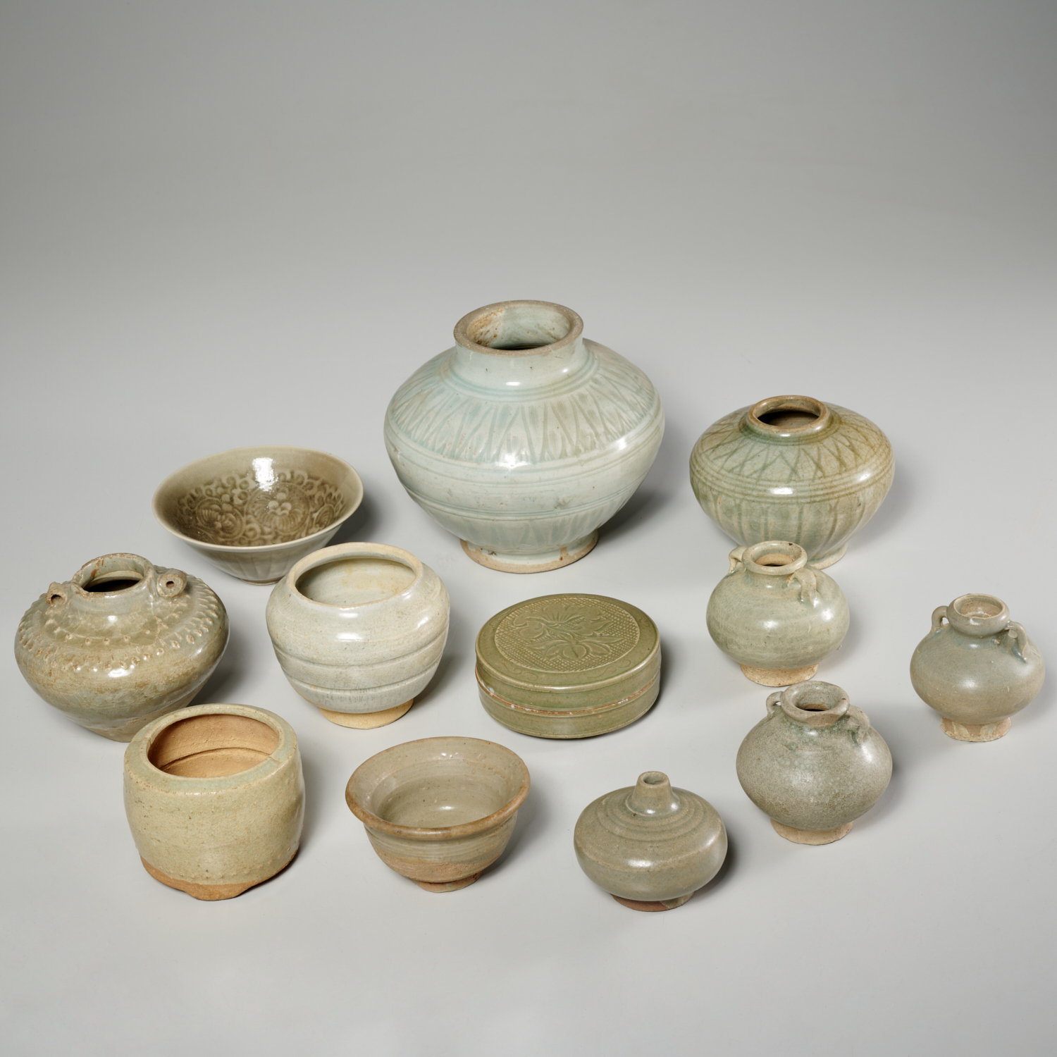 GROUP (12) ASIAN CELADON GLAZED