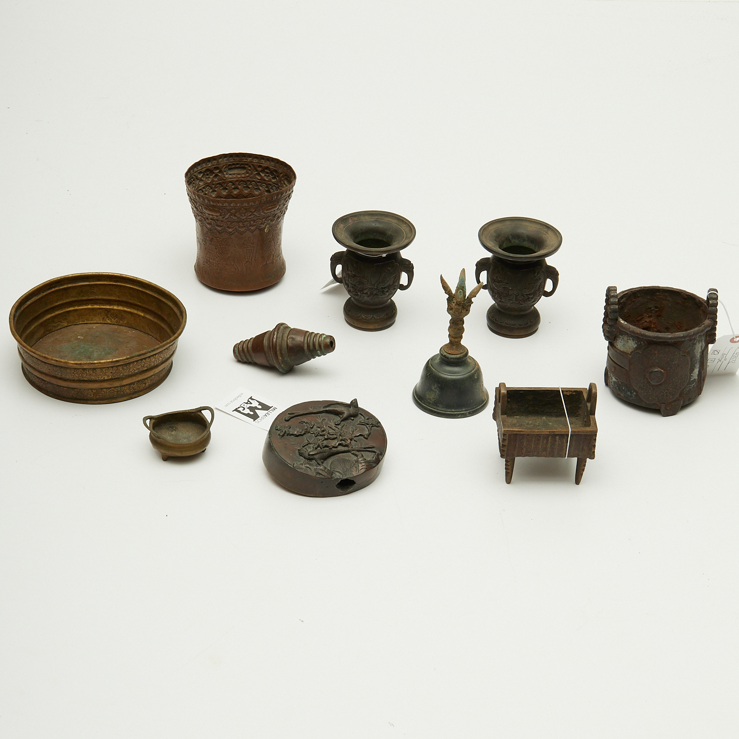  10 ASIAN BRONZE CENSERS AND OBJECTS 3611c9