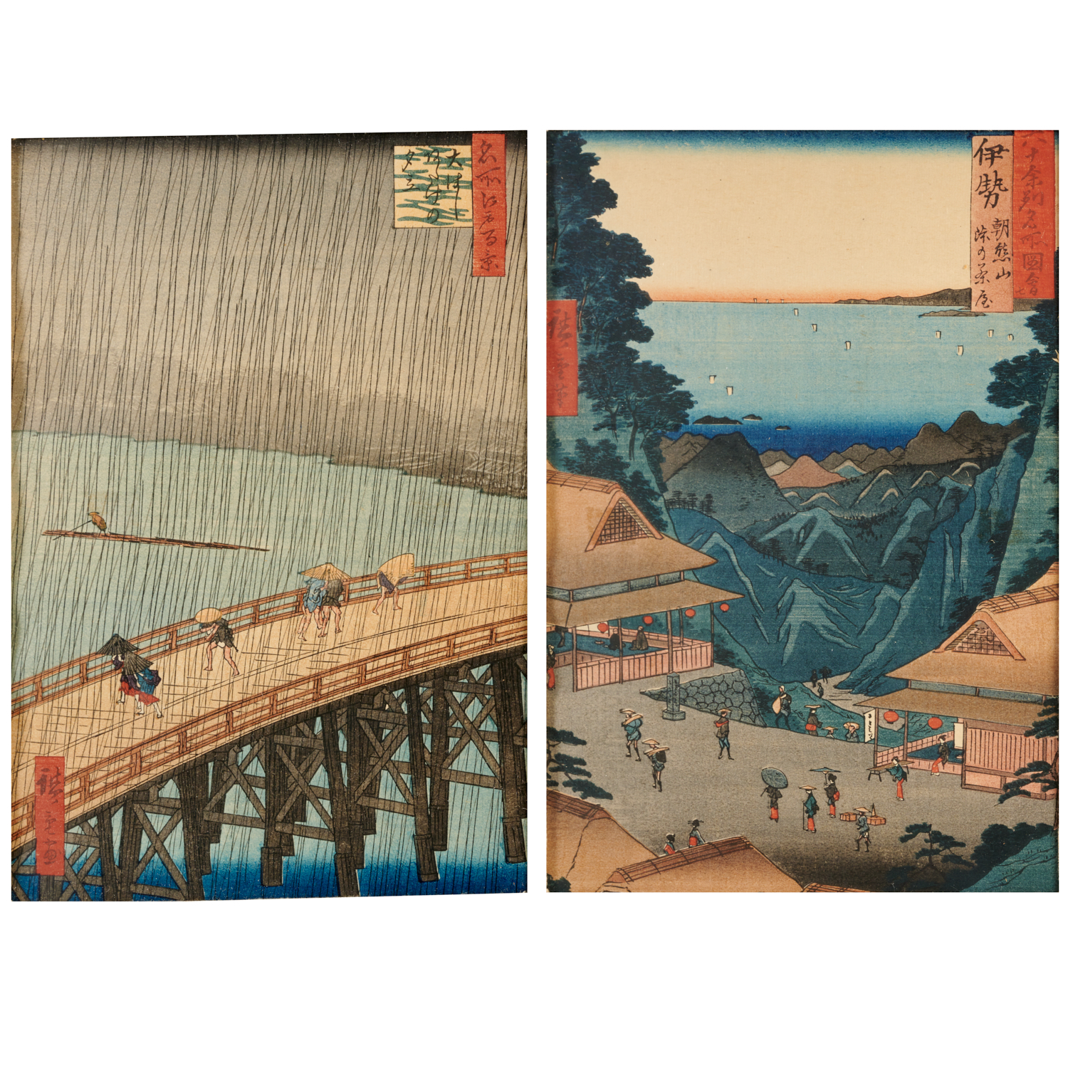 UTAGAWA HIROSHIGE PAIR OF WOODBLOCK 3611ed