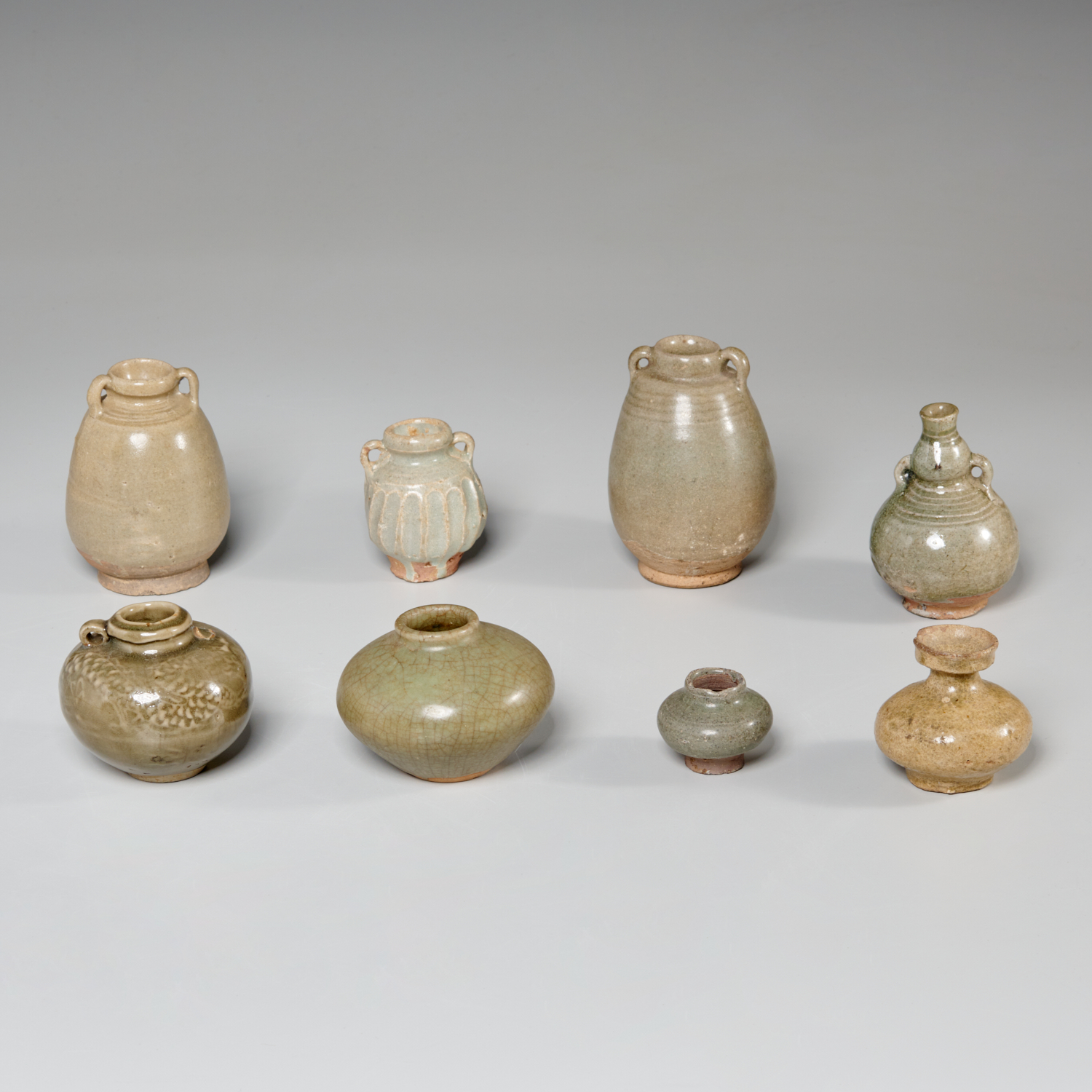 GROUP (8) SMALL ASIAN CELADON GLAZED