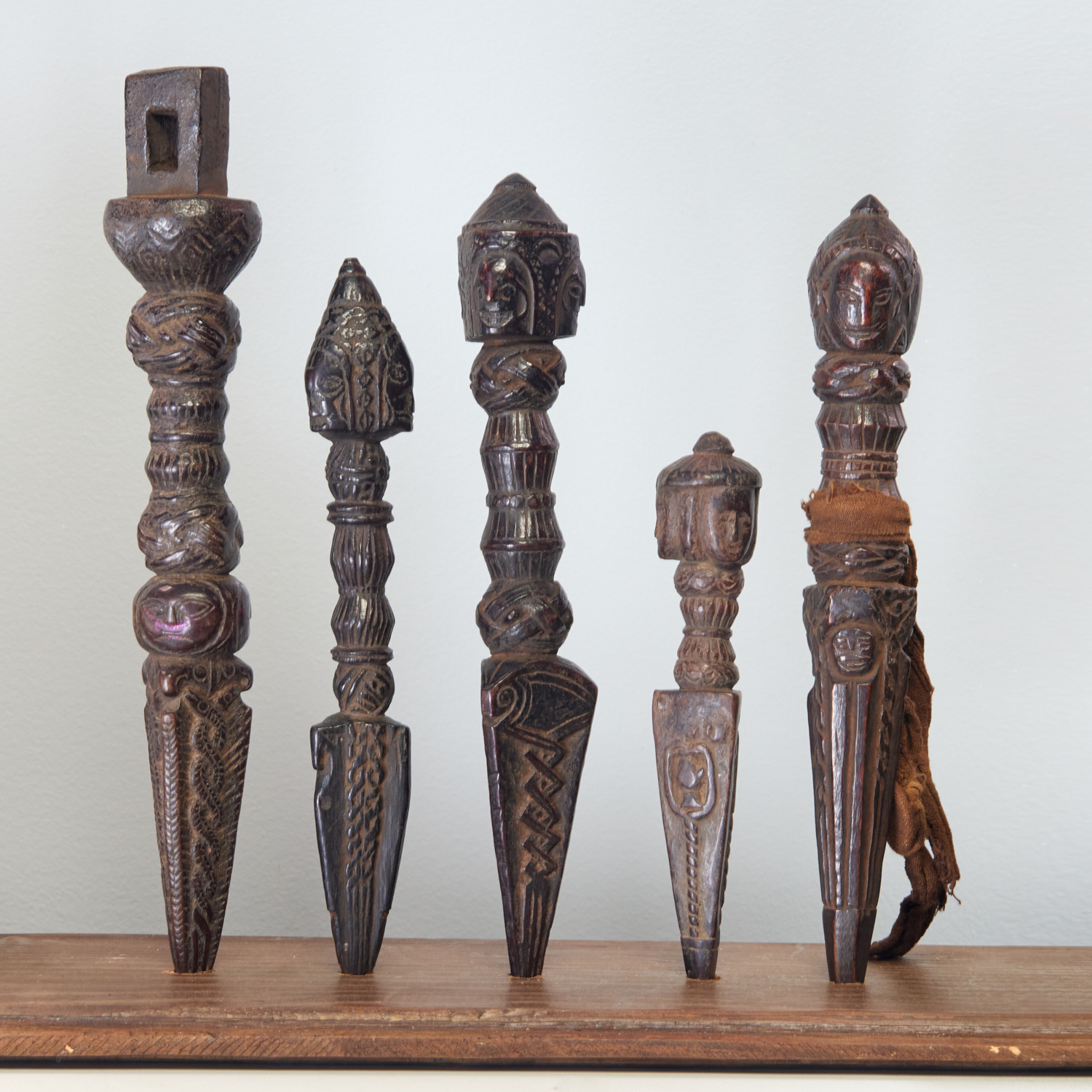 (5) TIBETAN WOOD PHURBA/KILA 19th/20th