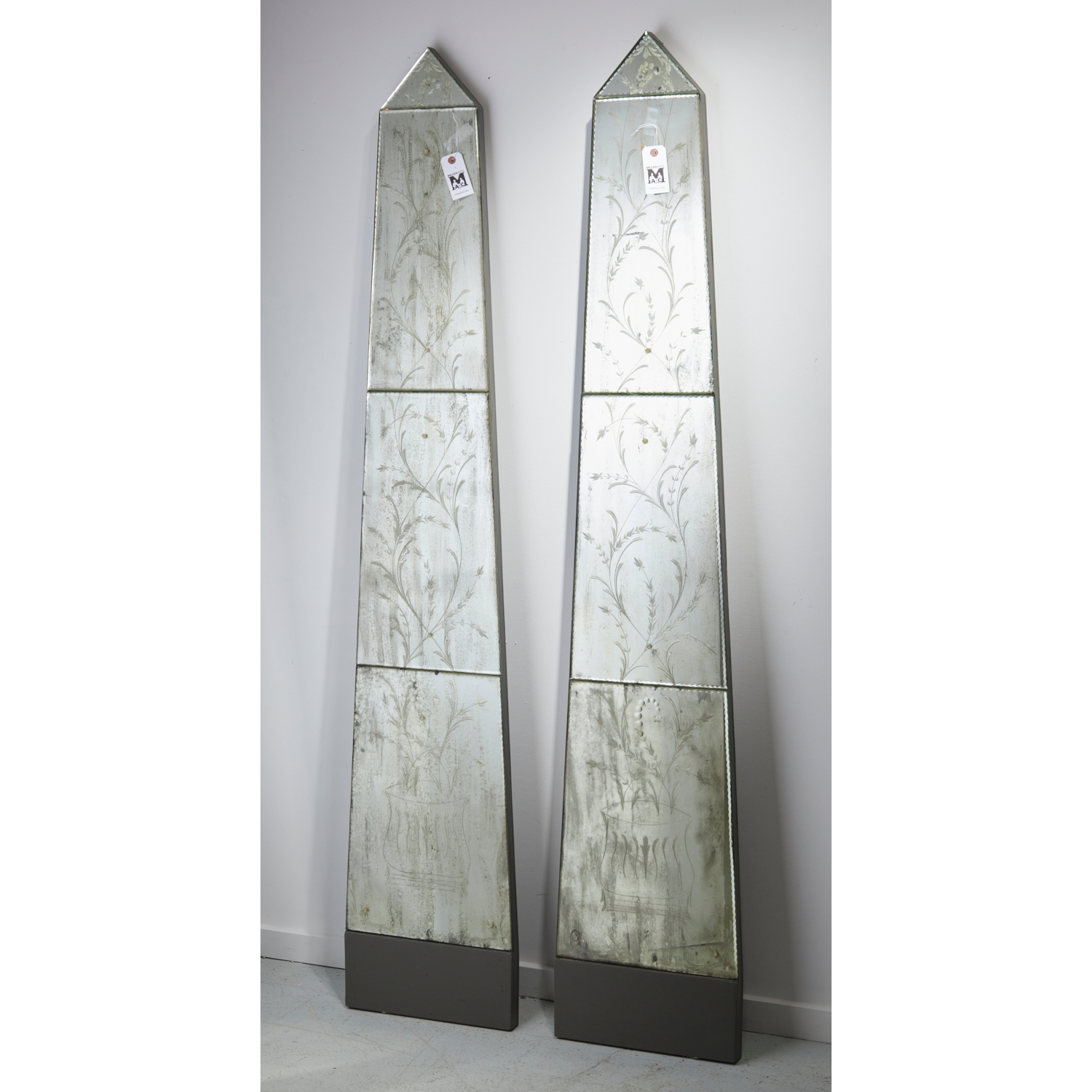 PAIR LARGE VENETIAN STYLE OBELISK