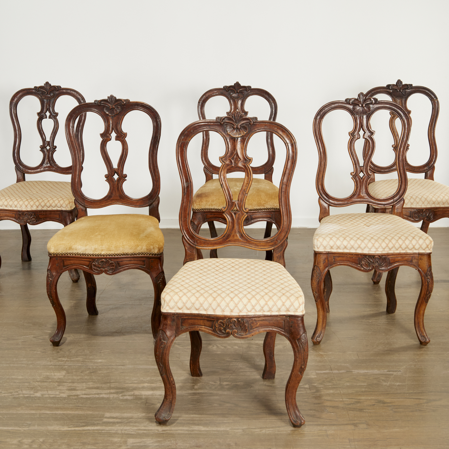 SET 6 ITALIAN ROCOCO PERIOD WALNUT 3612ca