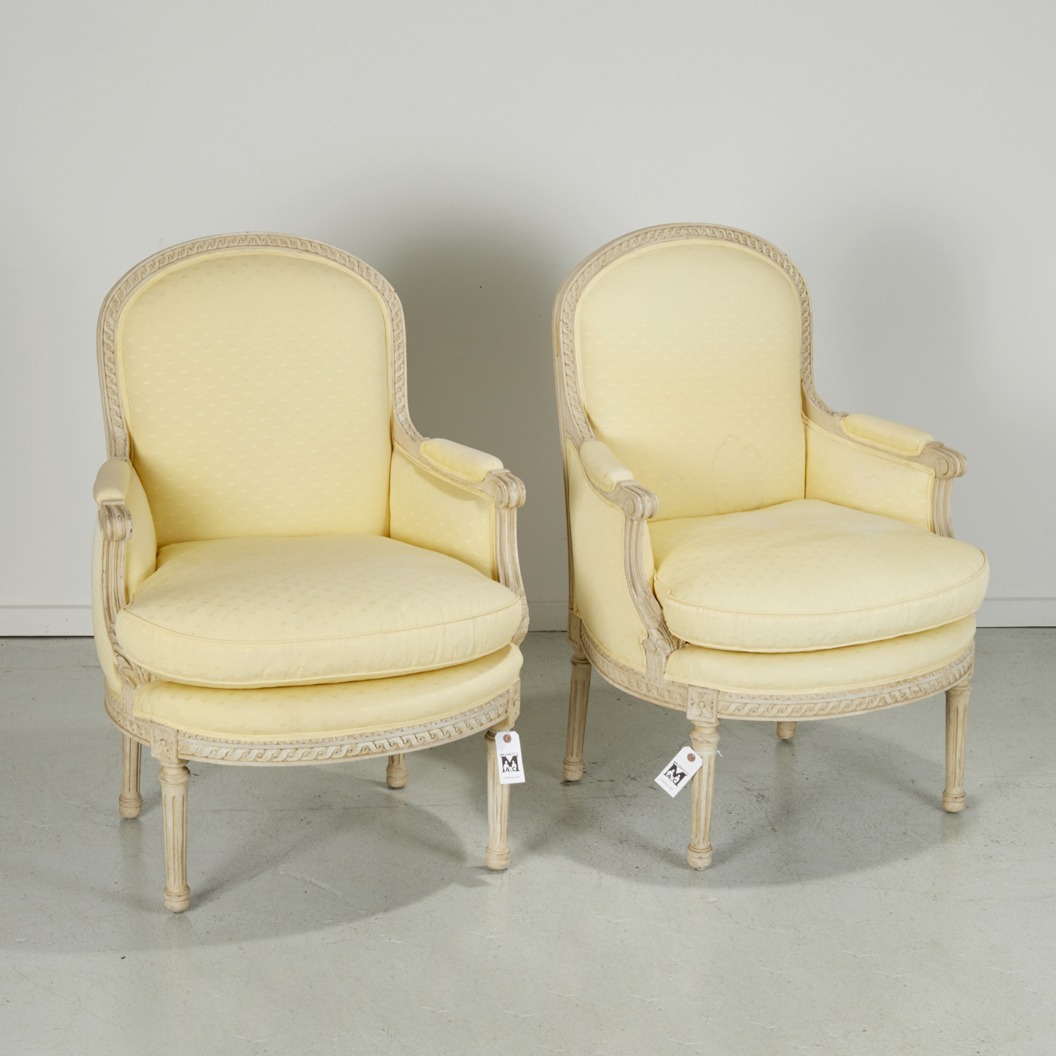 PAIR LOUIS XVI STYLE CREAM PAINTED 3612d2