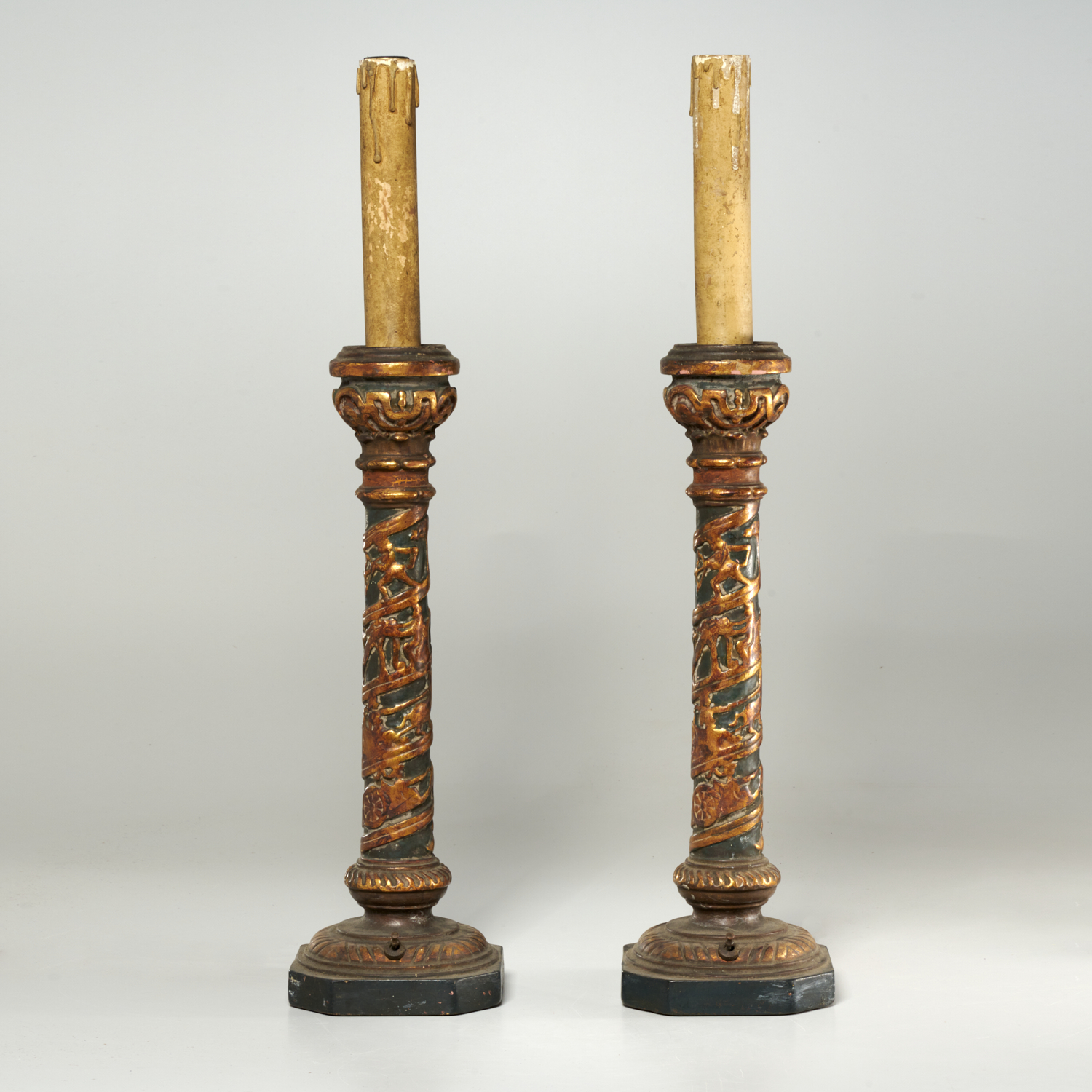 PAIR ITALIAN GILT AND PAINTED TERRACOTTA 3612e8