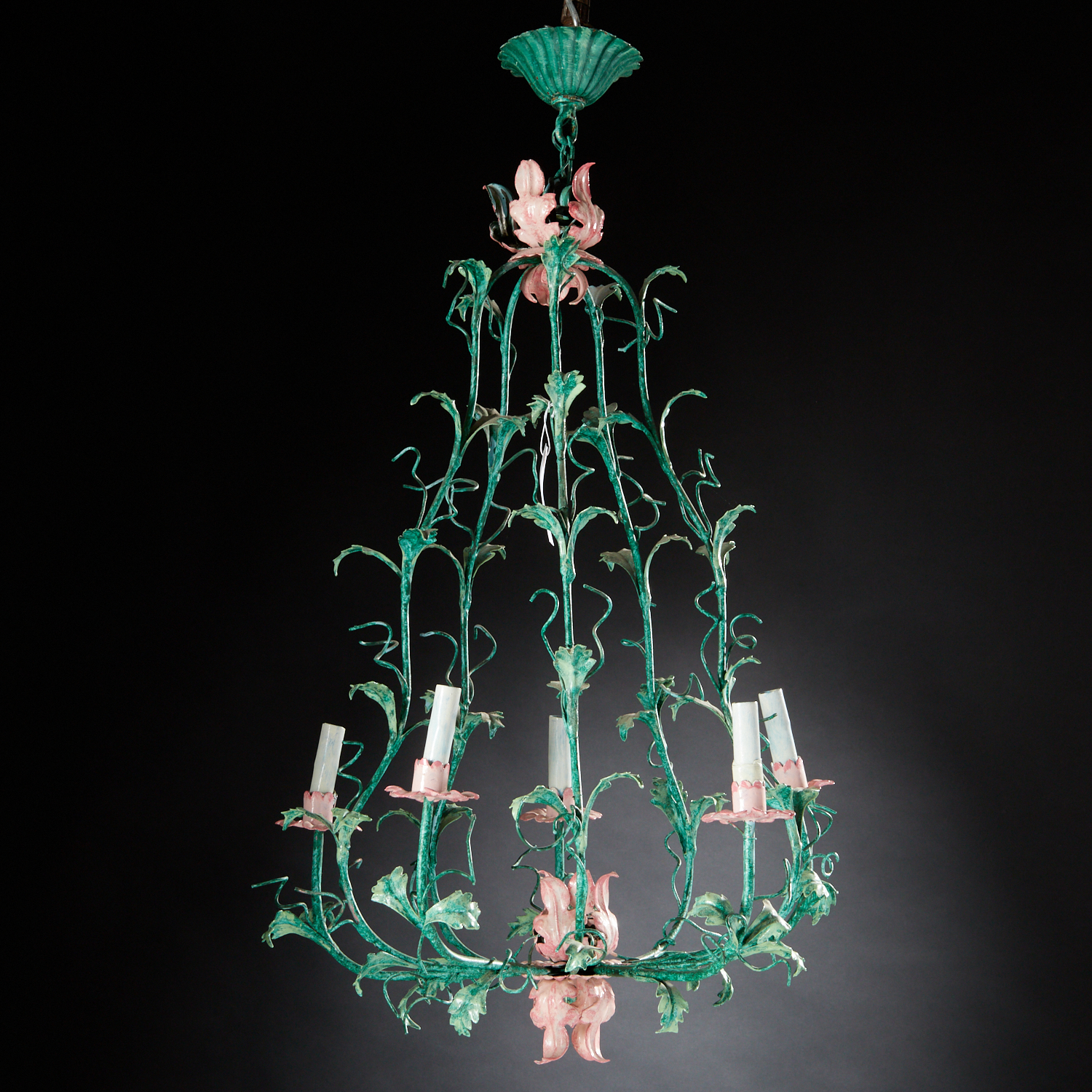 ITALIAN TOLE FLORAL VINE FIVE-LIGHT