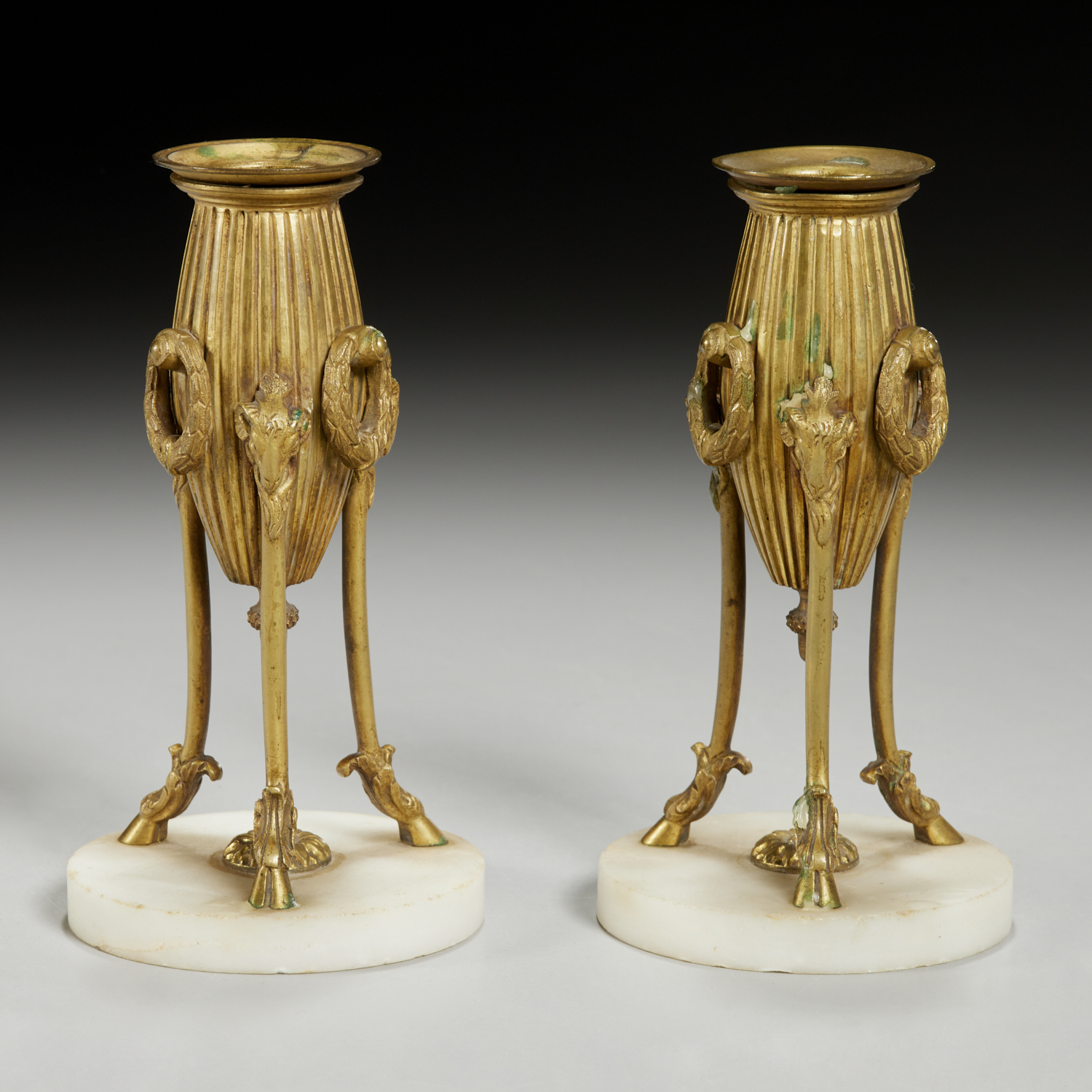 PAIR LOUIS XVI STYLE BRONZE CANDLE 361359