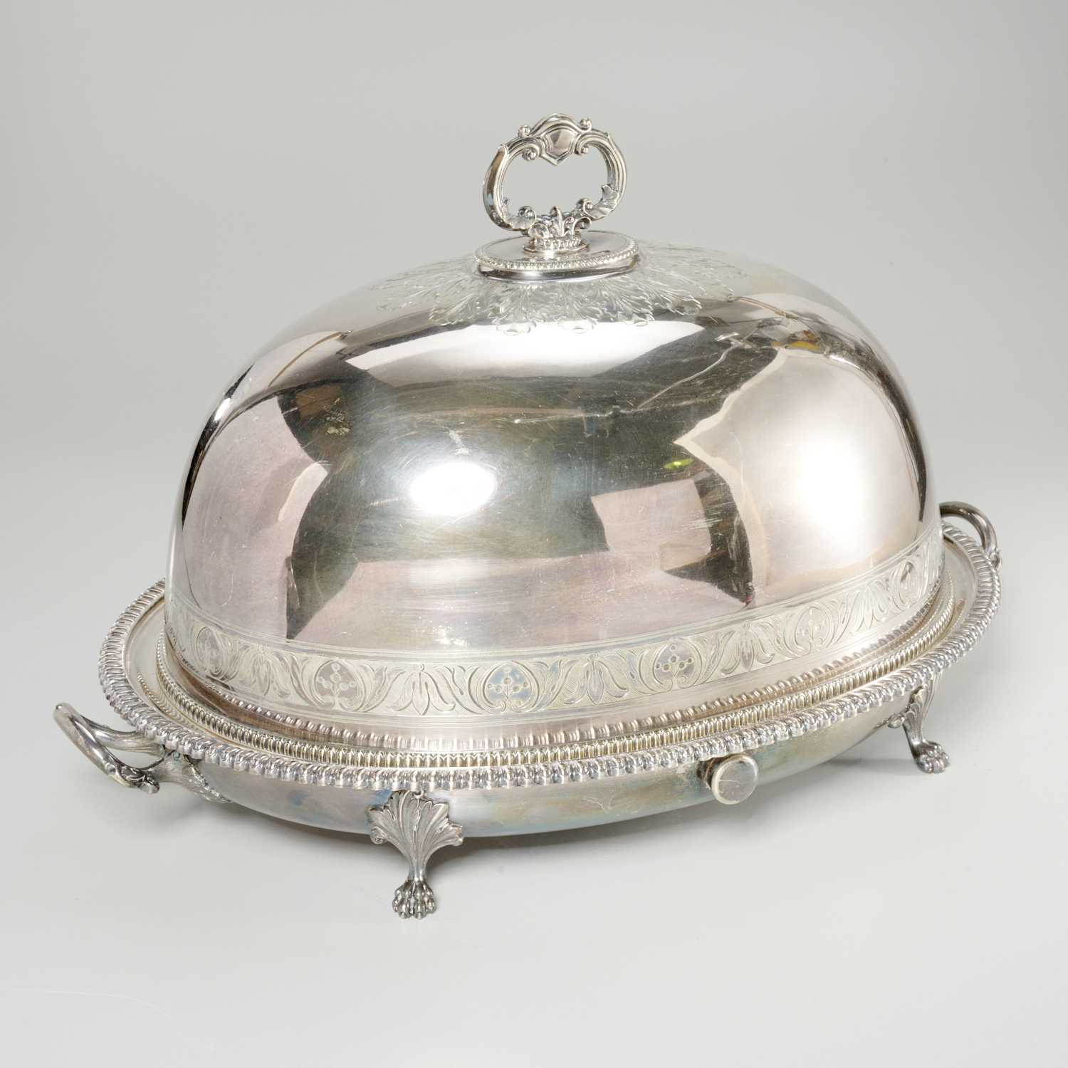LARGE SHEFFIELD PLATED MEAT DOME AND