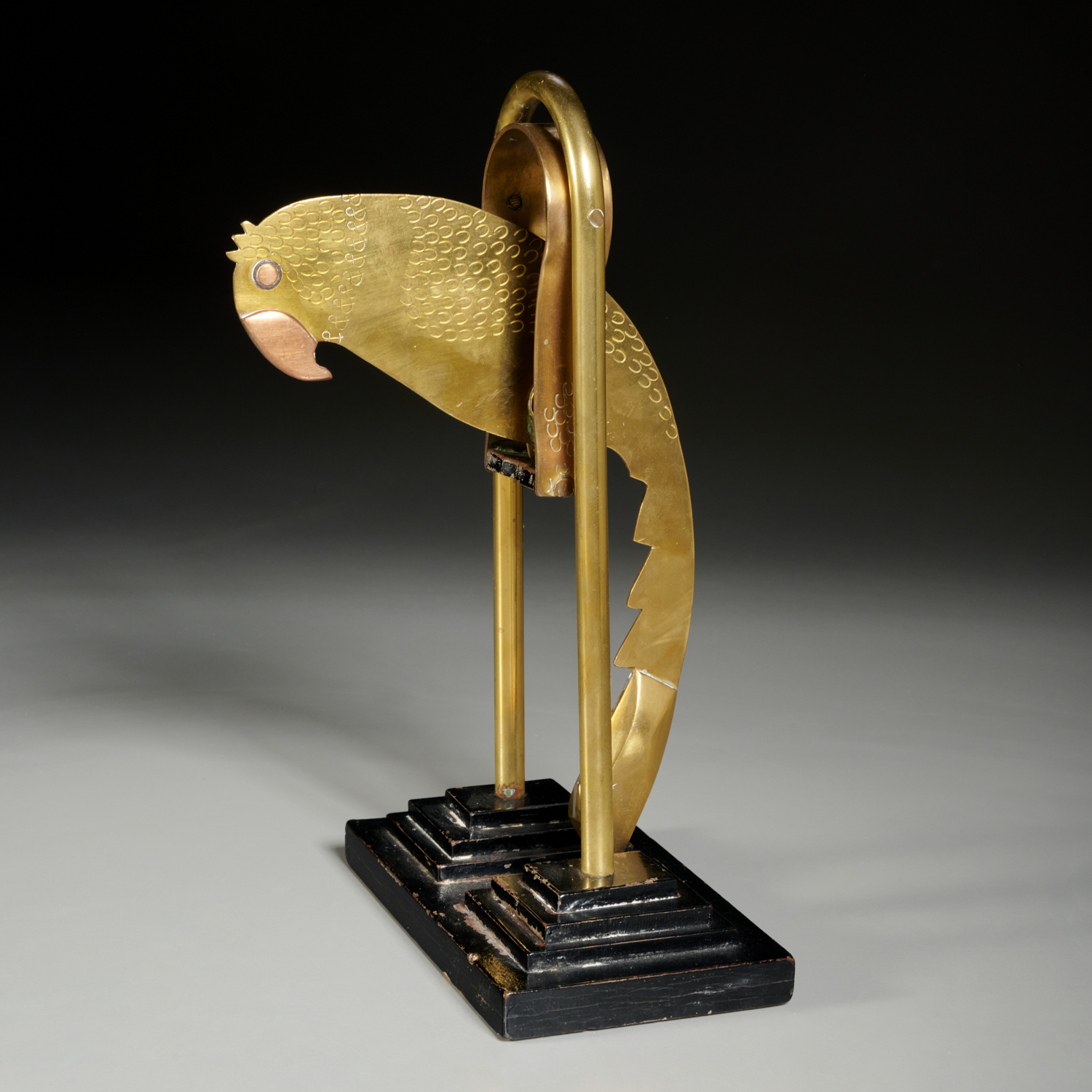 ART DECO MIXED METAL KINETIC PARROT