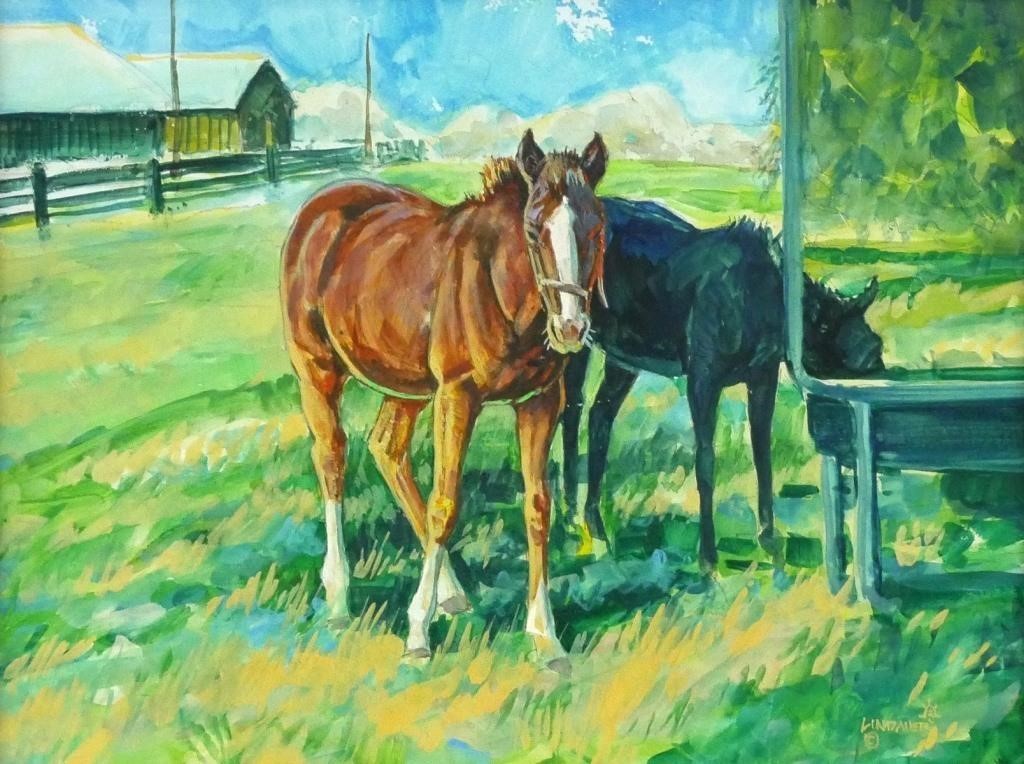 SVEN LINDAUER OIL PAINTING HORSEOil 363ae1