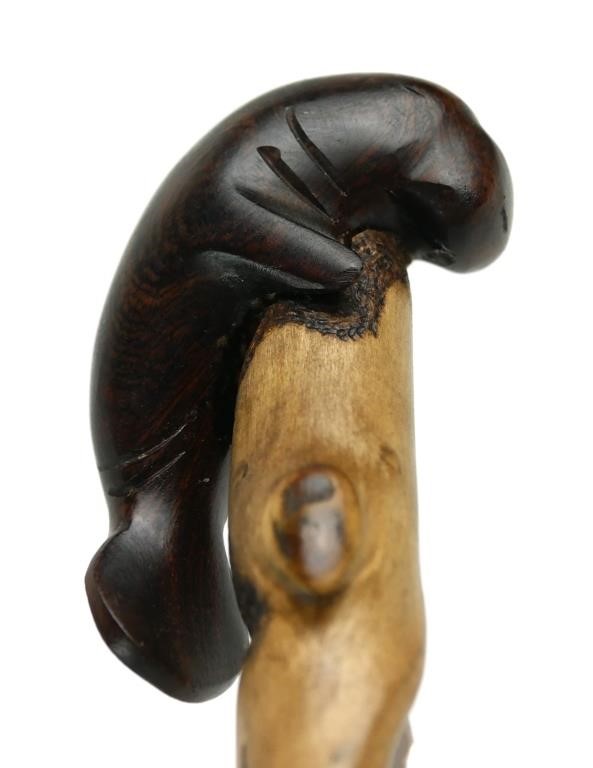 VINTAGE CARVED MANATEE WALKING