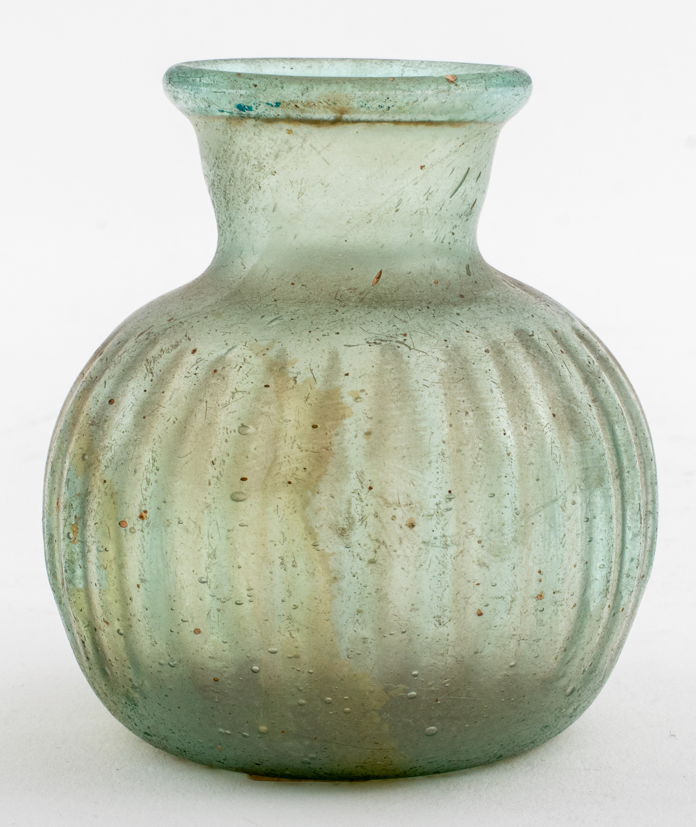 ANCIENT ROMAN GLASS JAR Roman pale 363aee