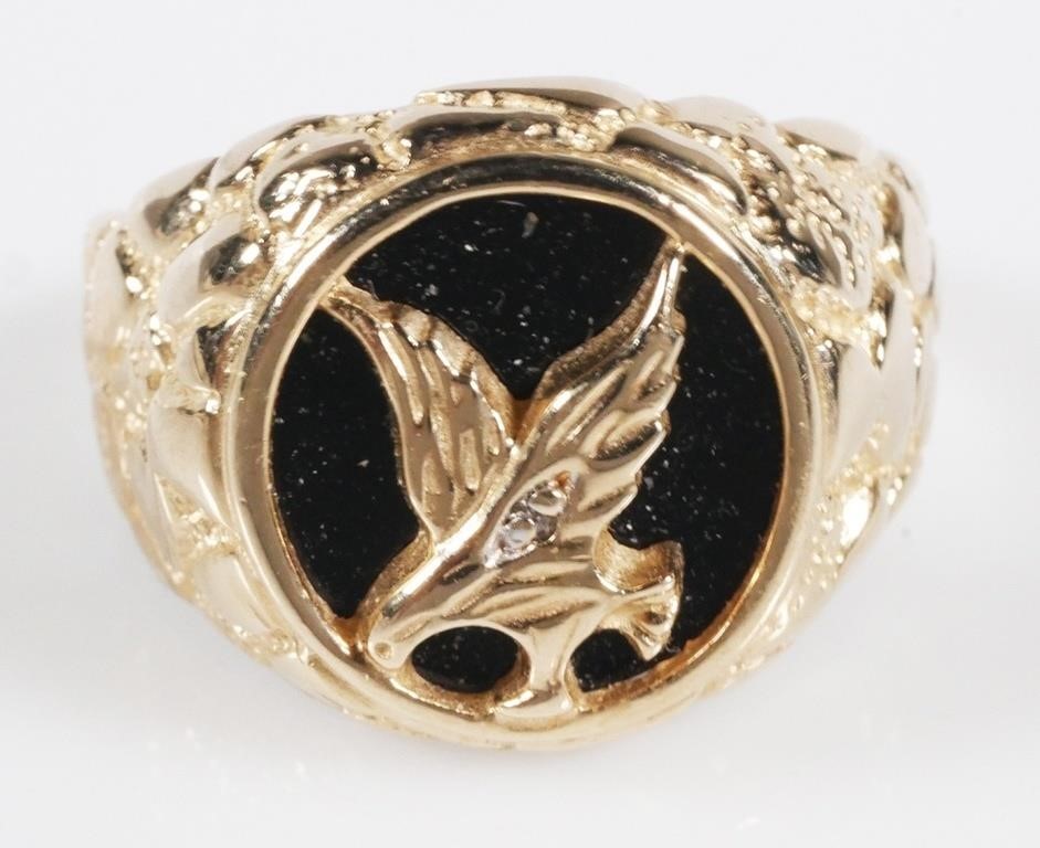 10K BLACK HILLS MENS RING EAGLEBlack 363b45