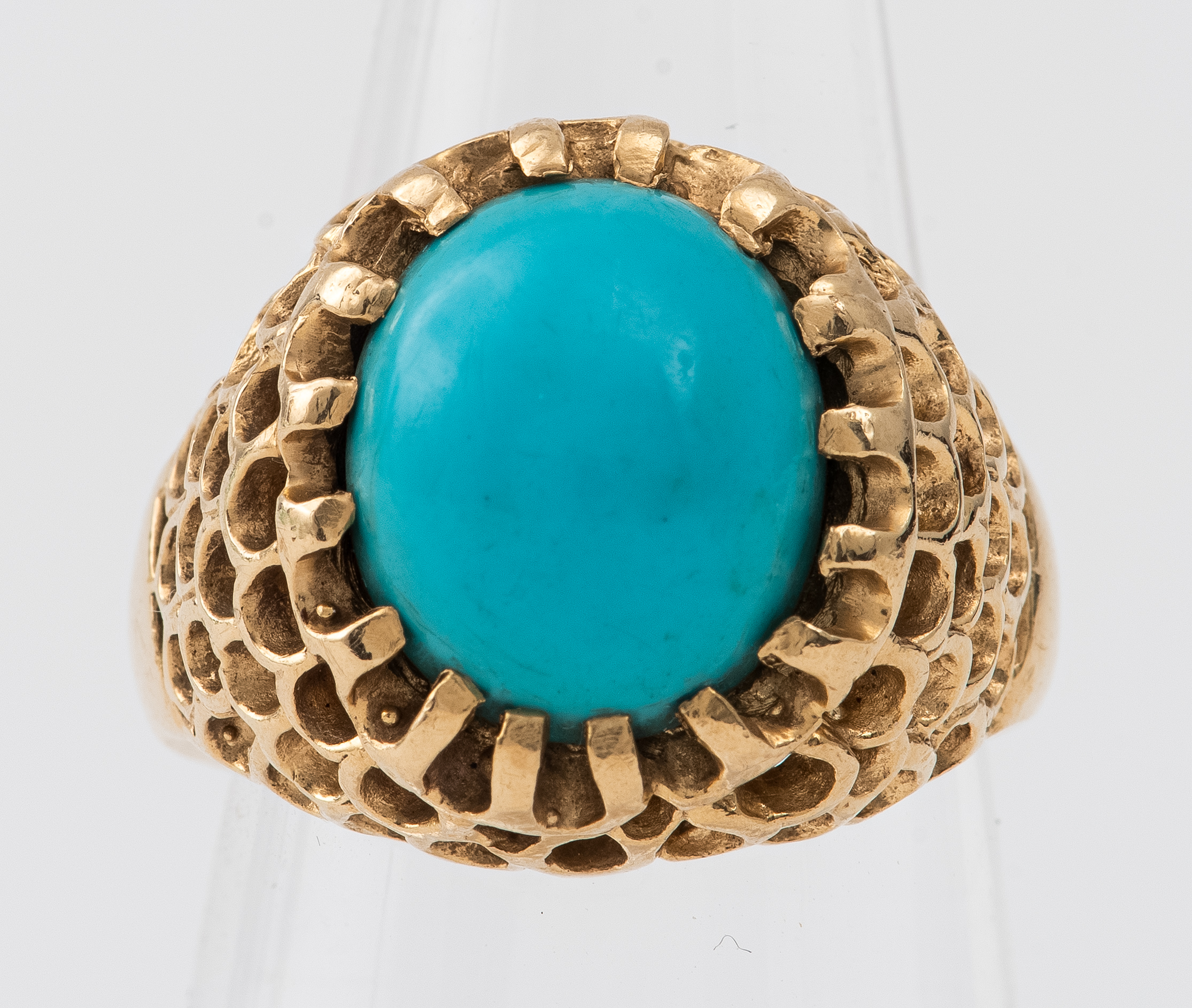 VINTAGE 14K GOLD TURQUOISE OPEN 363b70