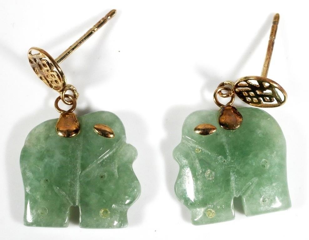 10K GOLD & JADE CHINESE ELEPHANT