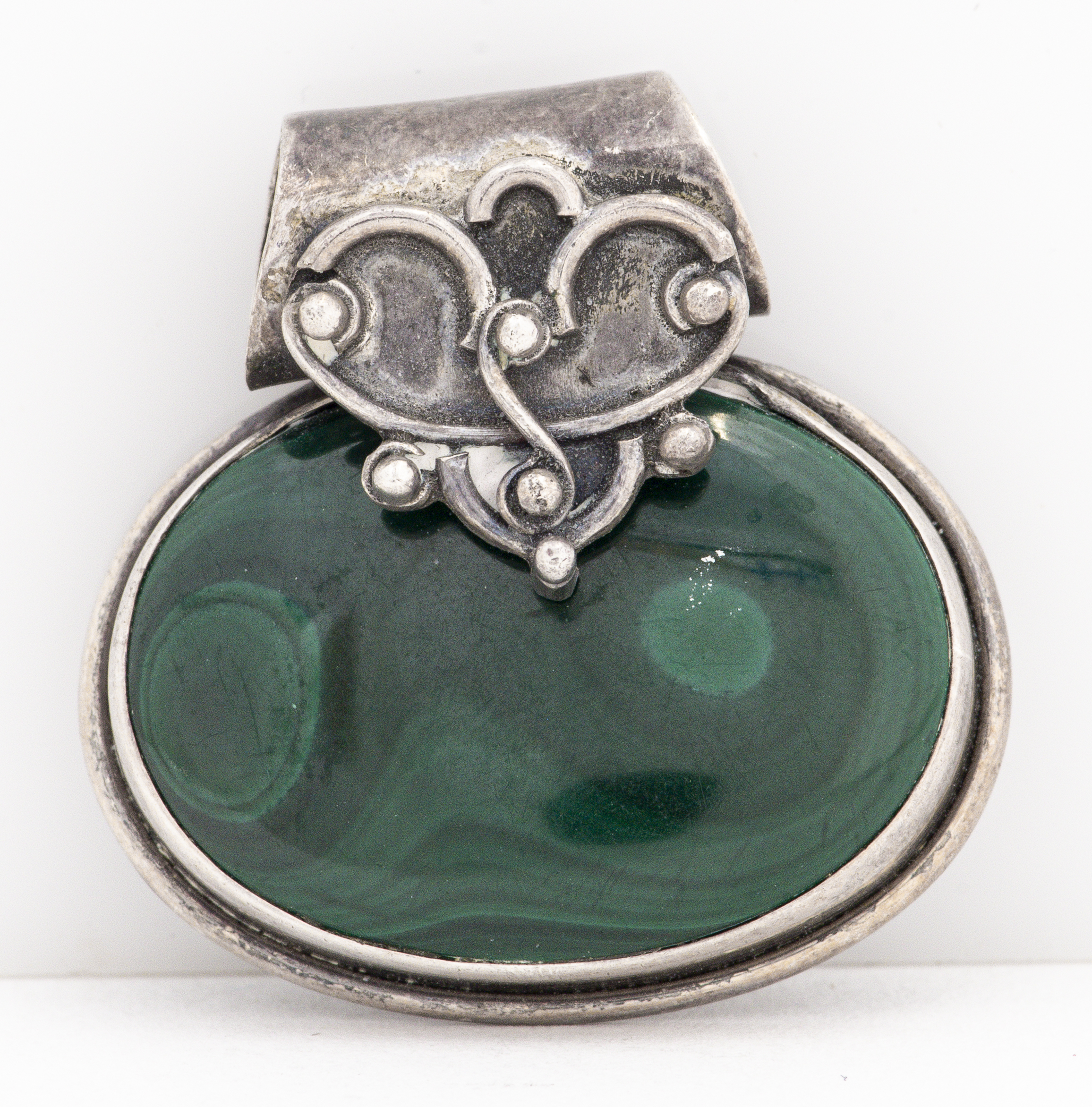 MID CENTURY MODERN SILVER MALACHITE 363c2d