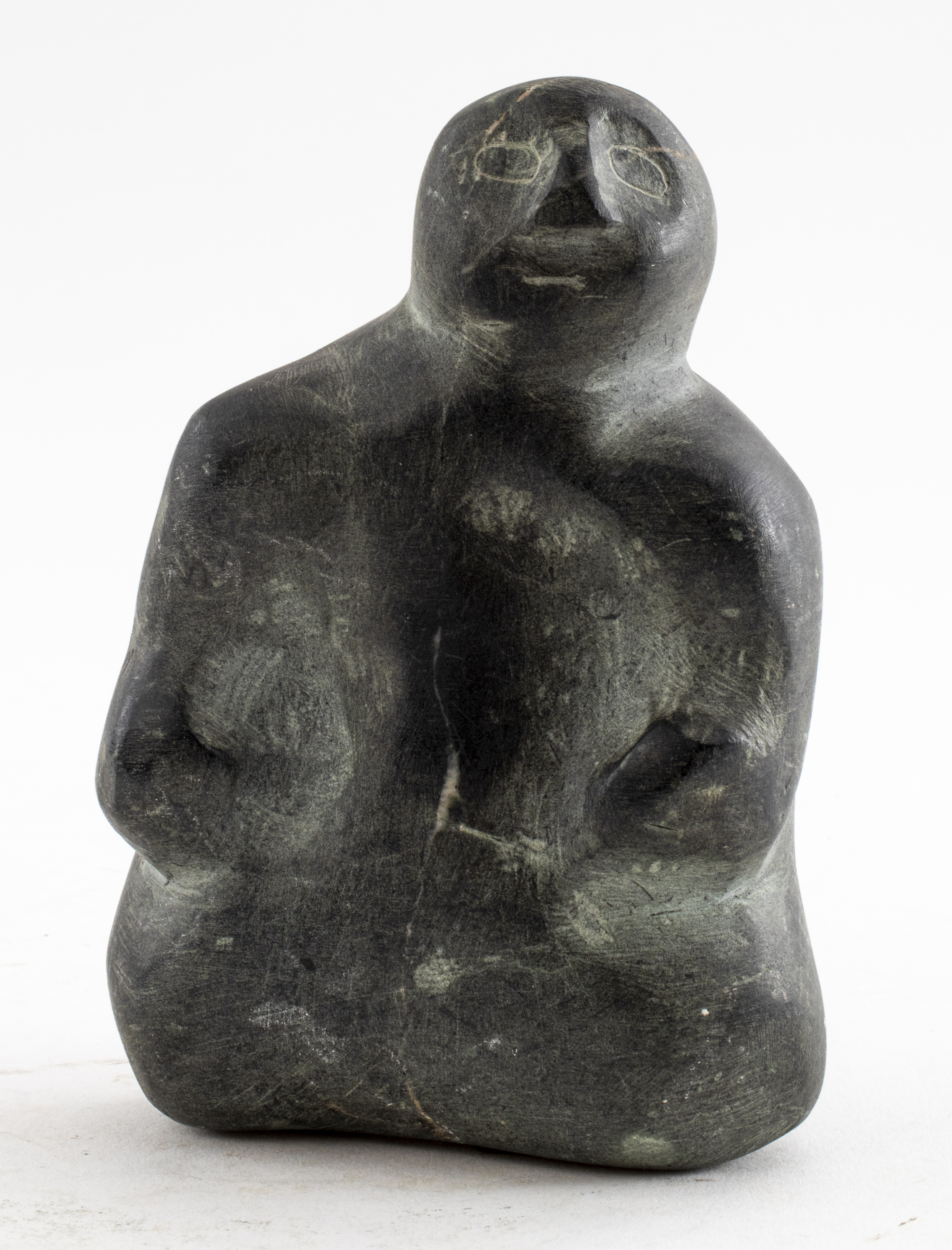 INUIT CARVED STONE FIGURAL SCULPTURE 363c35