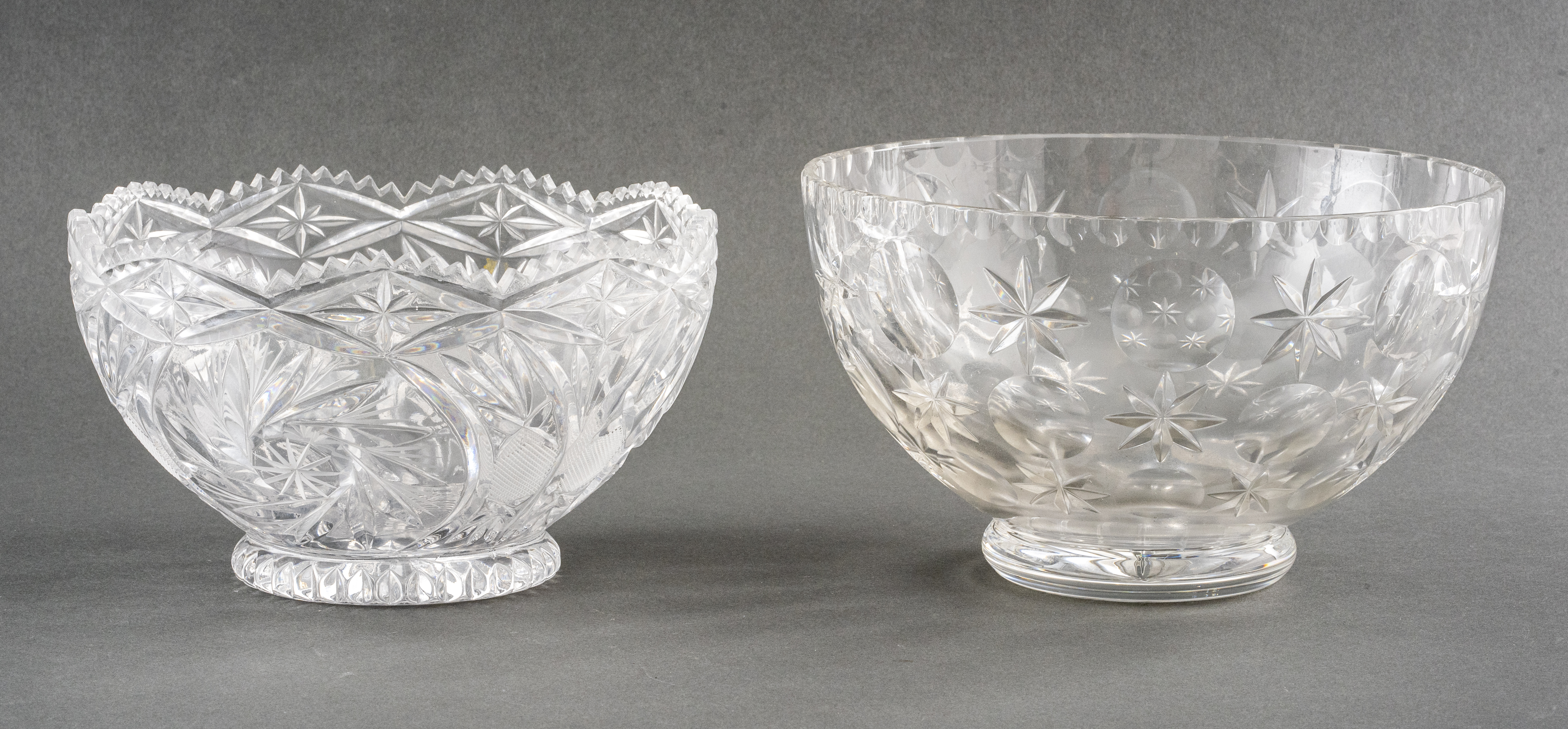 CUT CRYSTAL ORNAMENTAL BOWLS, 2