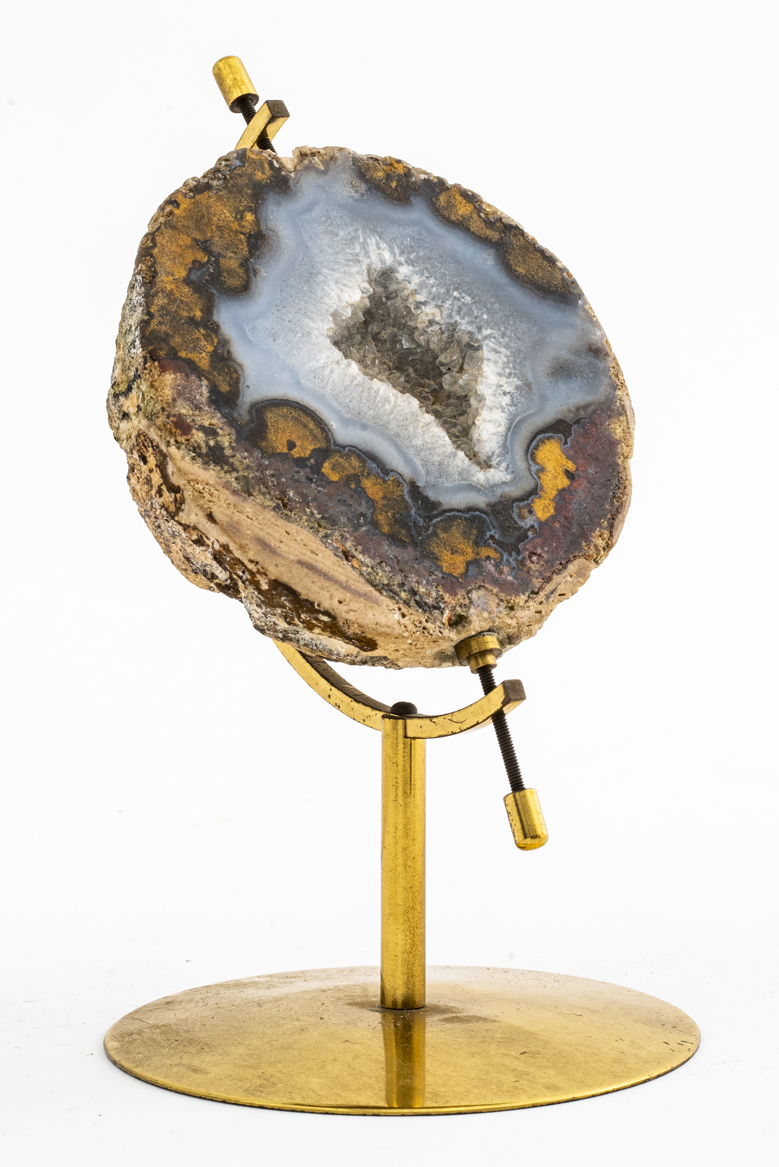 CRYSTAL GEODE ON BRASS STAND Crystal